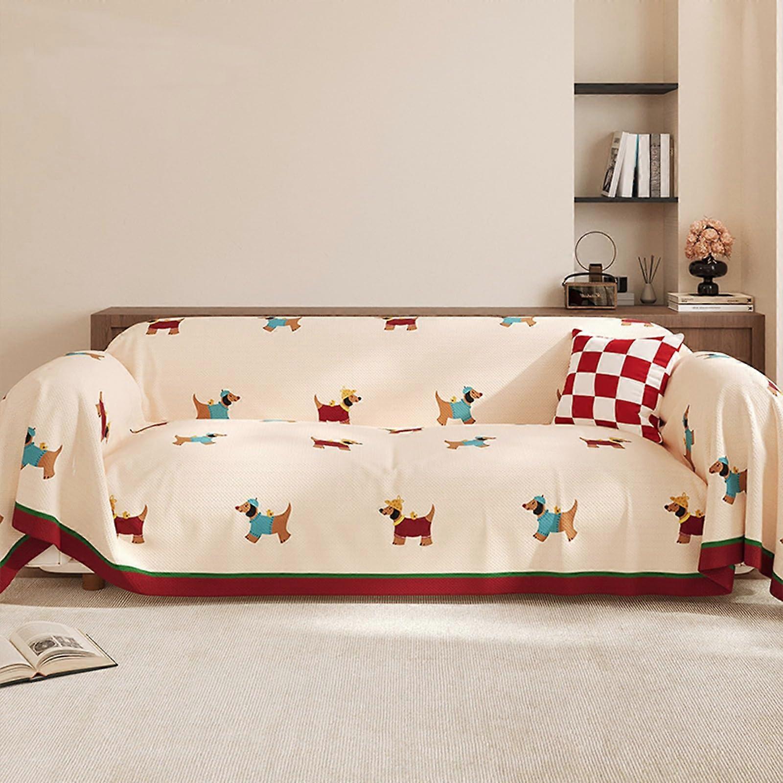 Washable Chenille Dog Couch Cover with Tassels, Super Soft and NonSlip (Color 1, 180 x 340 cm)