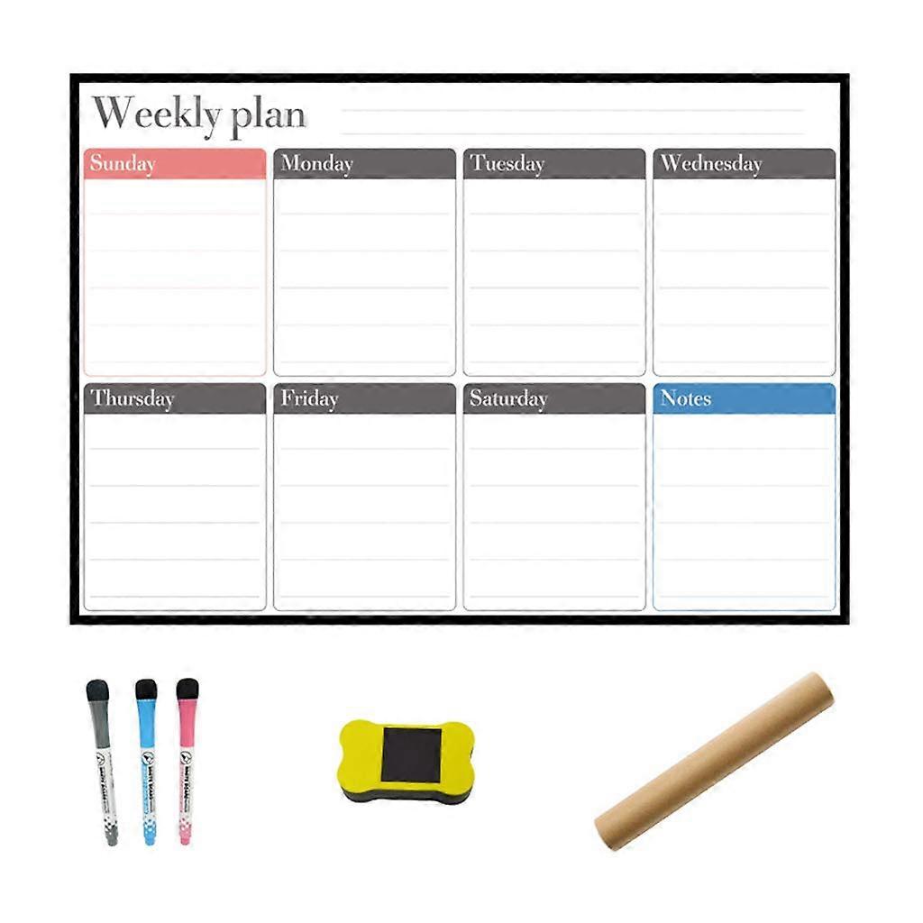 Whiteboard Weekly Planner Refrigerator Magnet for Daily Messages, Drawing, and Notes - 16x12 inches, Dry Erase Surface