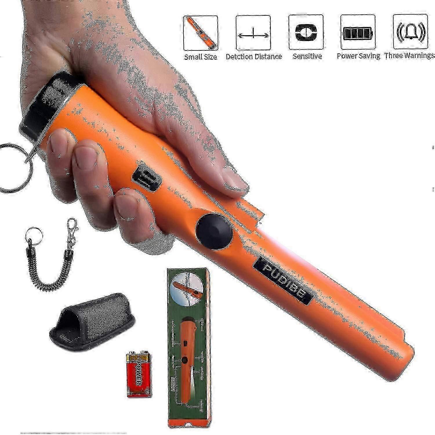 Helt vanntett metalldetektor pinpointer inkluderer et 9v batteri