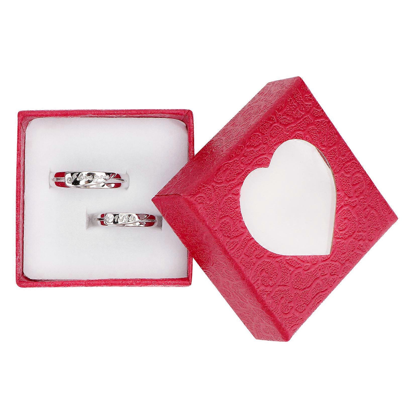 Matching Couples Rings Anniversary Decorative Ring Silver 2x2cm 1 Pair