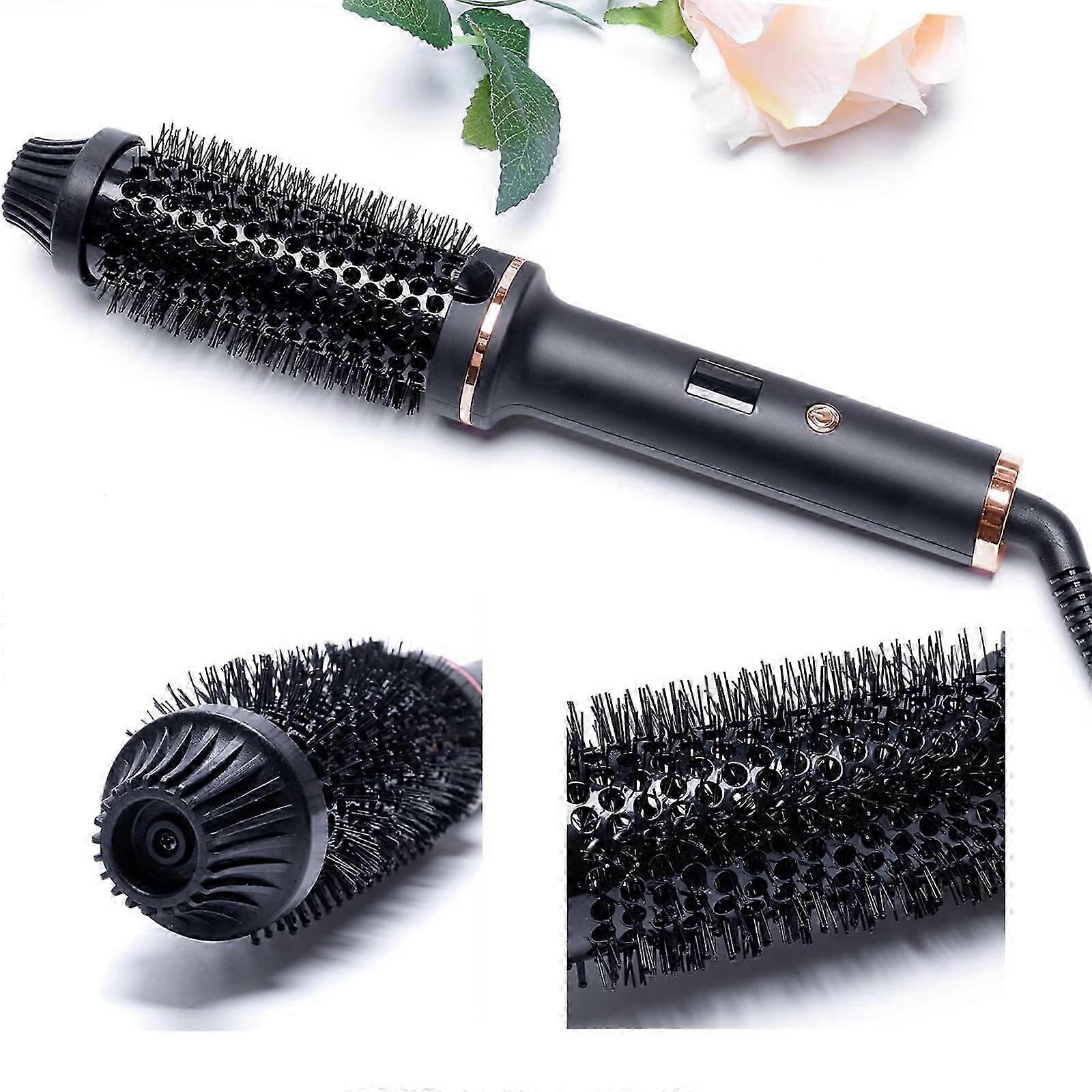 Thermal Brush, Curling Iron Brush Heated Round Brush Volumizing Brush Ceramic Tourmaline Ionic Curling Comb with Brush