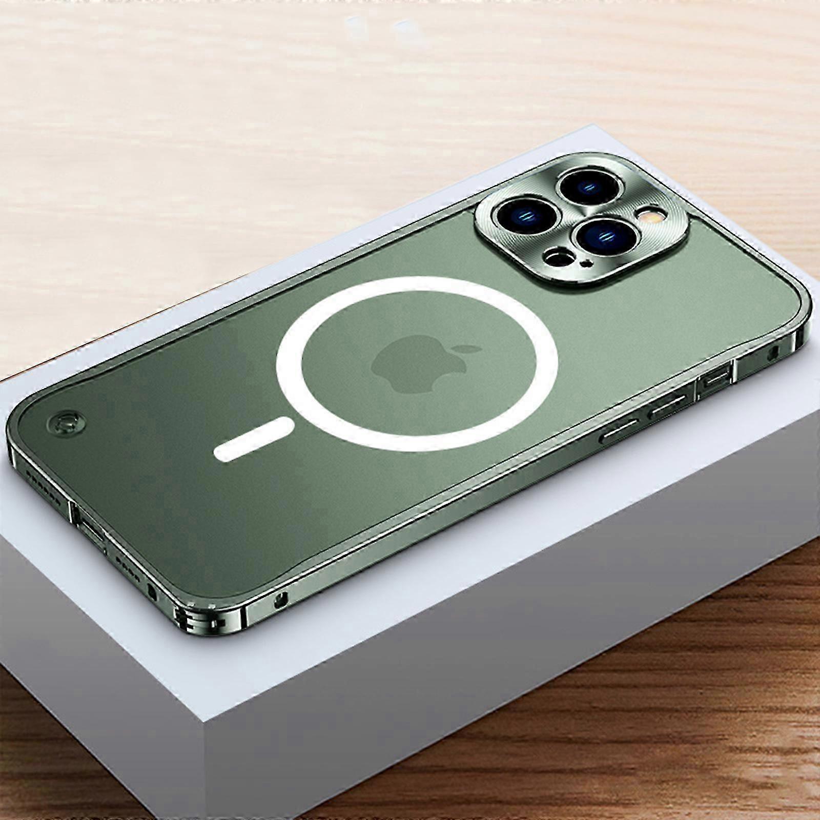 Magnetic Case for iPhone 15 Pro Max/15 Ultra Case Compatible with MagSafe, Metal Aluminum Alloy Bumper Case with Camera Lens Protector&Safety Lock