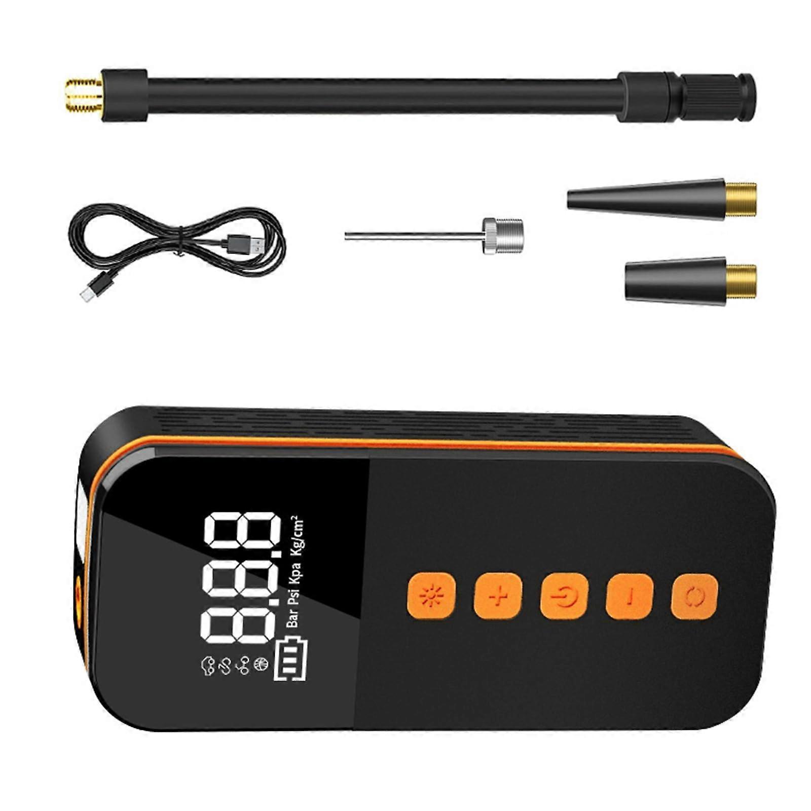 Portable tire inflator, 80W portable air compressor with digital pressure display, cordless air compressor