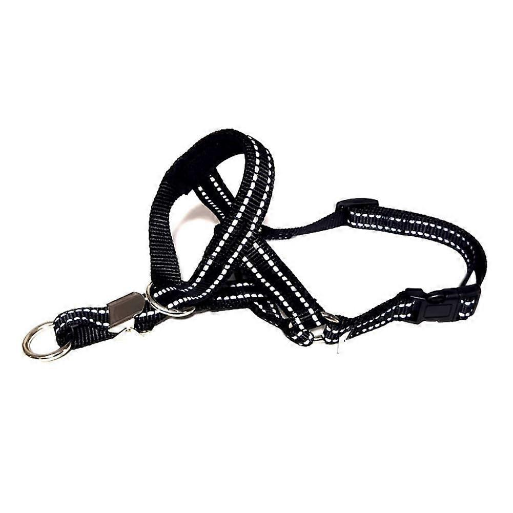 Dog Muzzle, AntiBark Dog Collar, Breathable Dog Training Device, Nylon Muzzle Set with Reflective Strips, Easy to Install, Easy to Use, LBlack