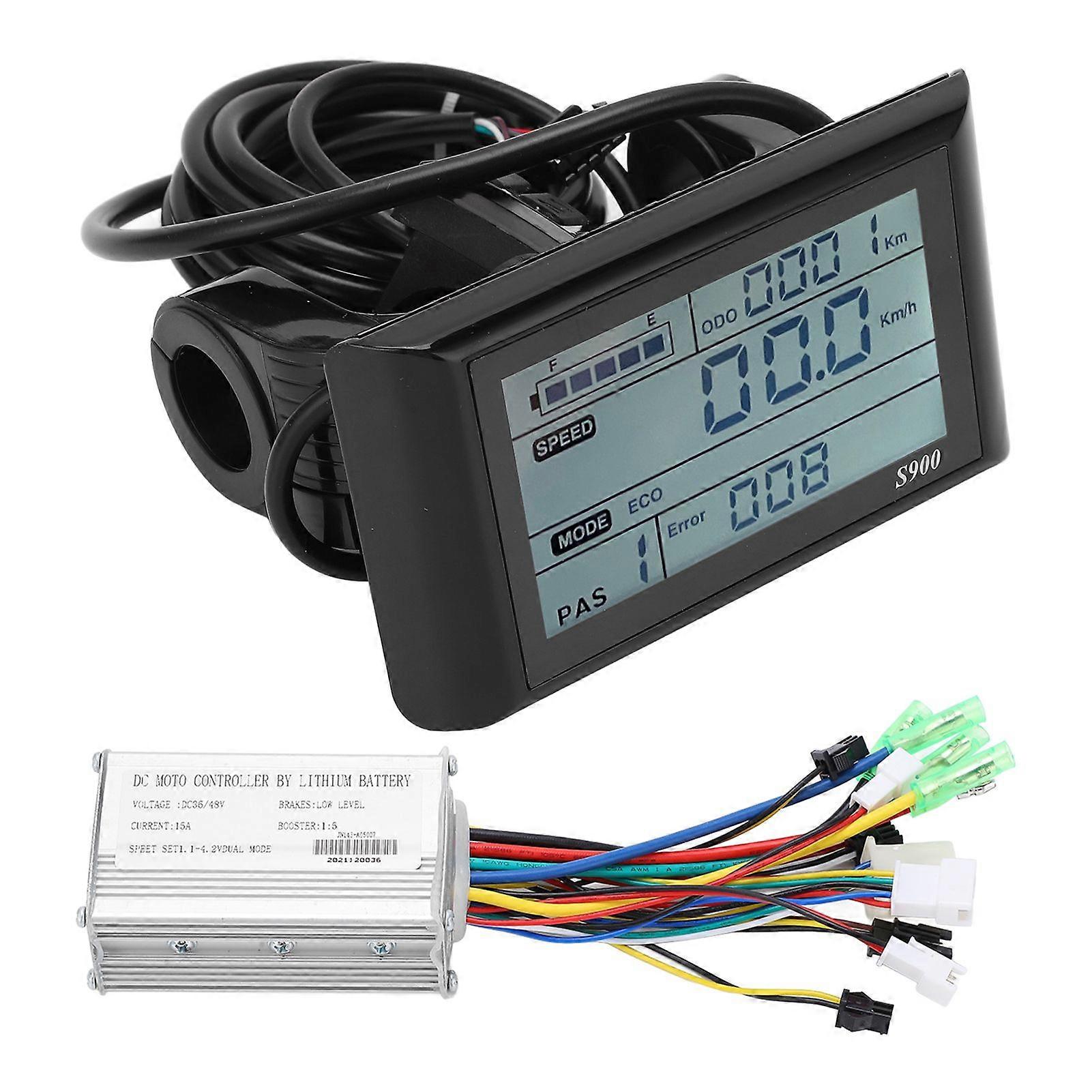 36V/48V 15A Brushless Motor Controller LCD S900 Display Panel Set for 22.2mm Handlebar Electric BicycleYMQX)