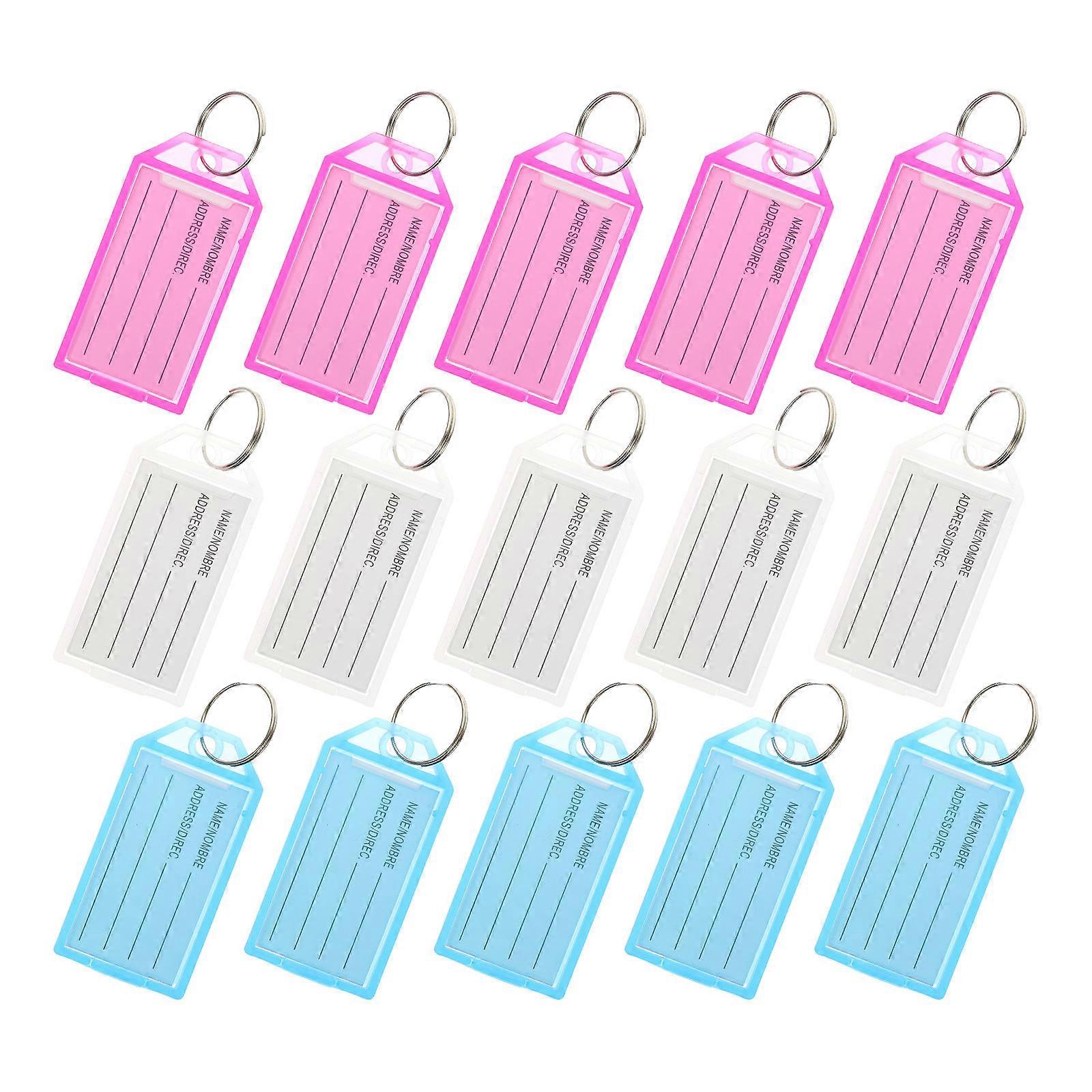 Key Chain Tag Plastic ID Label Key Chain Tags Practical Design Not Easy to Fade or Rust White 30Pcs