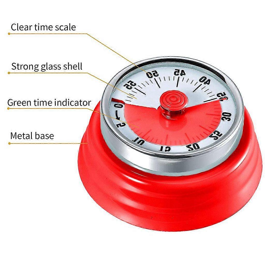 Kitchen Alarm Clock, Mechanical and Magnetic Kitchen Timer, 60 Minute Countdown Timer, Analog Timer for Kitchen/Cooking/Baking/Sports/Office