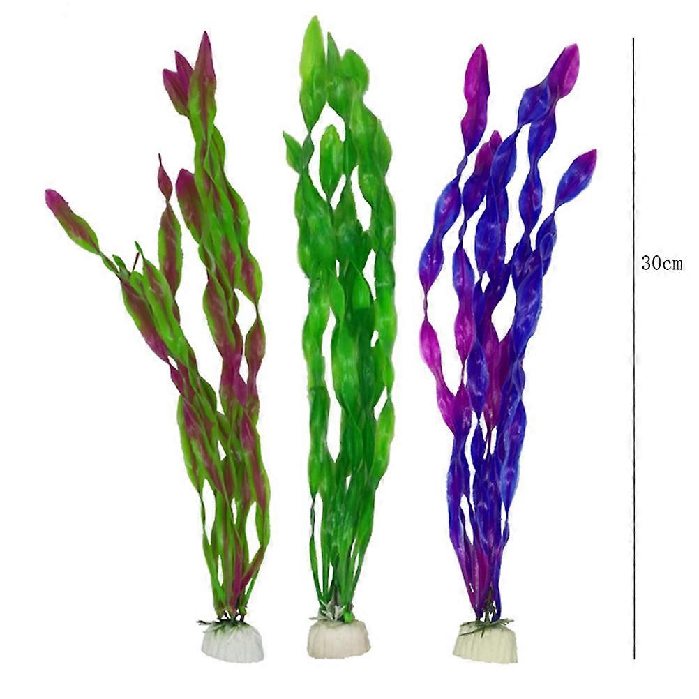 10 Pcs Fish Tank Decorations with Artificial Plants and Grass for Tropical Fish 26x24cm