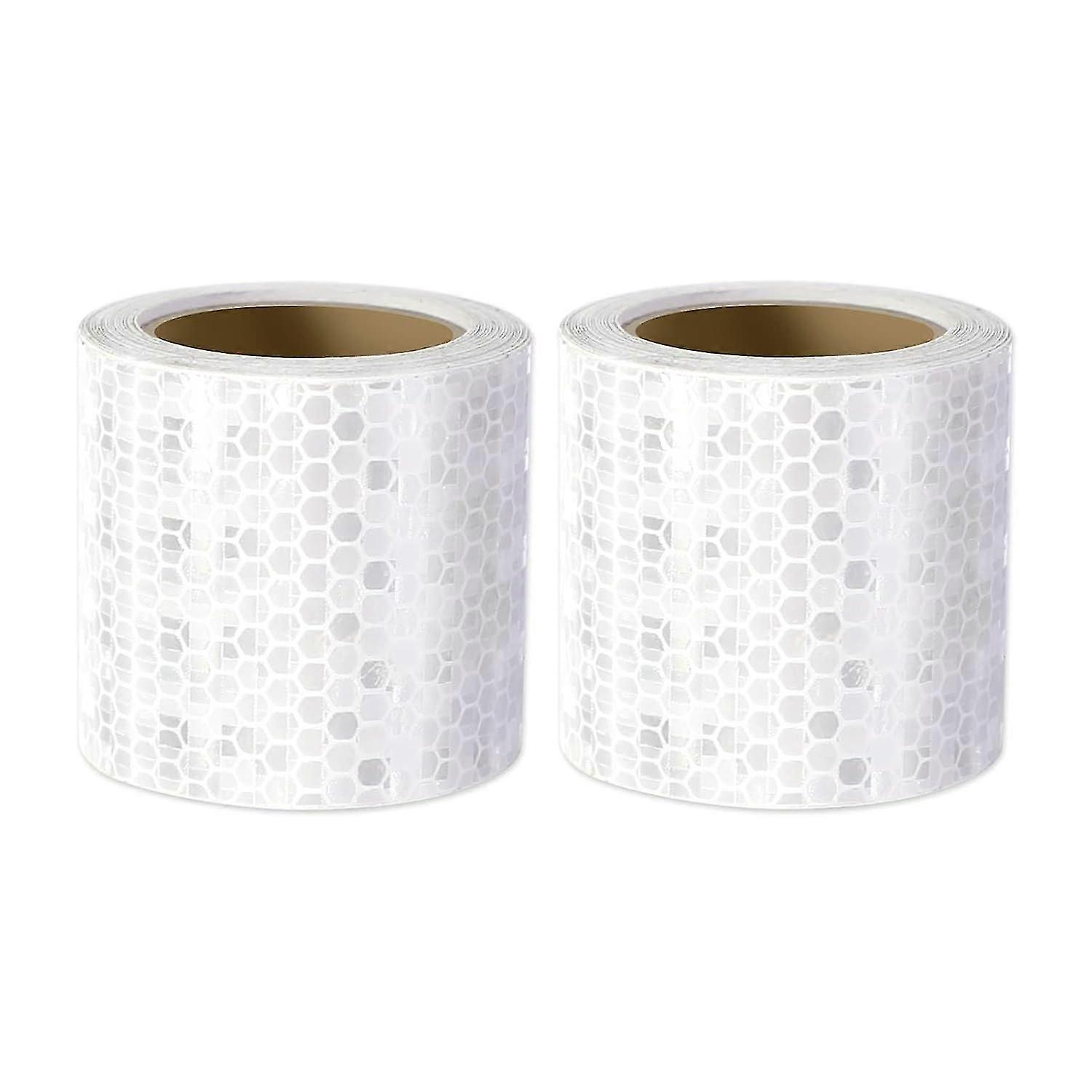 White Reflective Safety Tape, 2 Rolls 3M x 5CM No Residue Reflector Tape Self-Adhesive Security Marking Tape