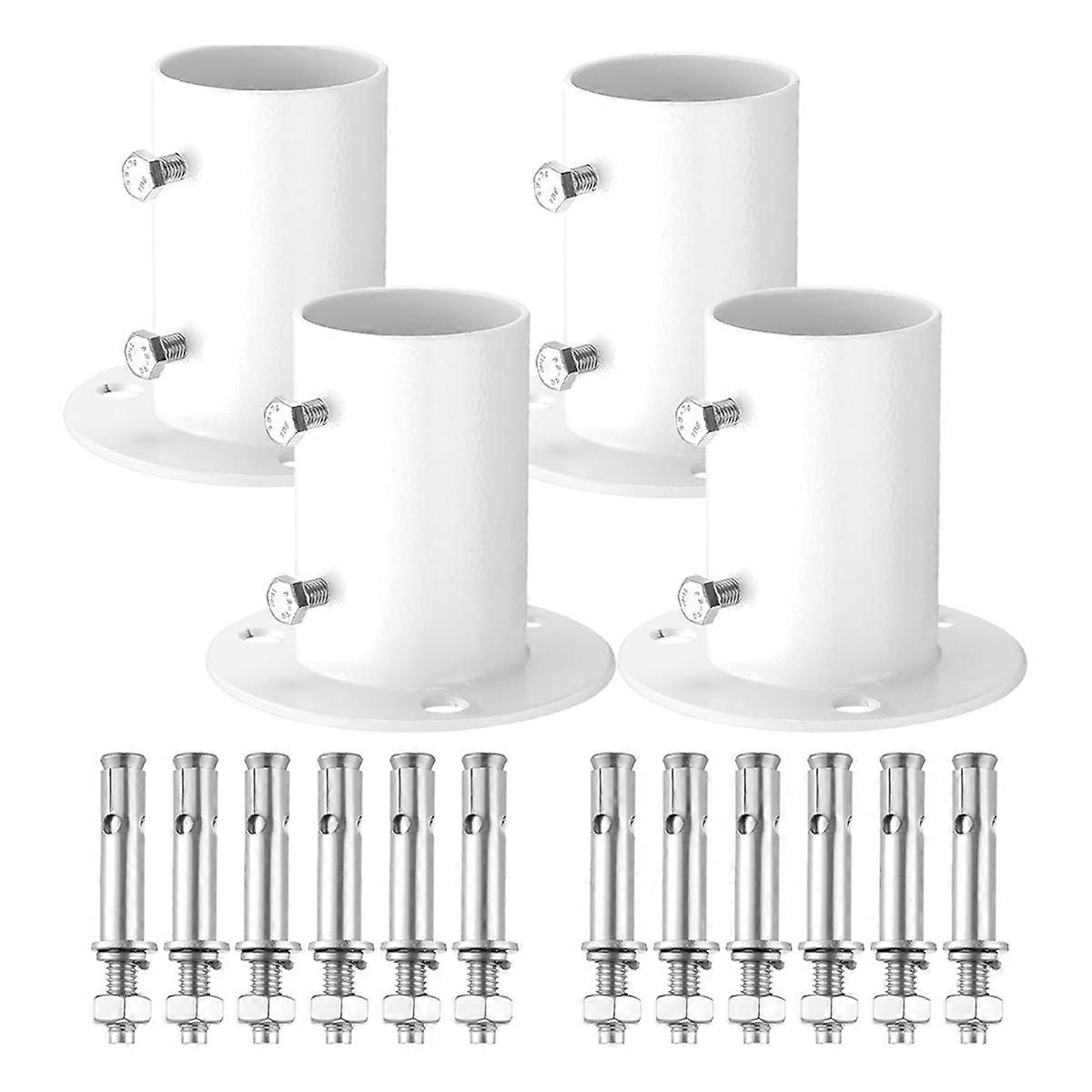 4 Pieces Stainless Steel Deck Flanges White Flange Rod End Holder Pool Deck Anchors Pool Handrail F