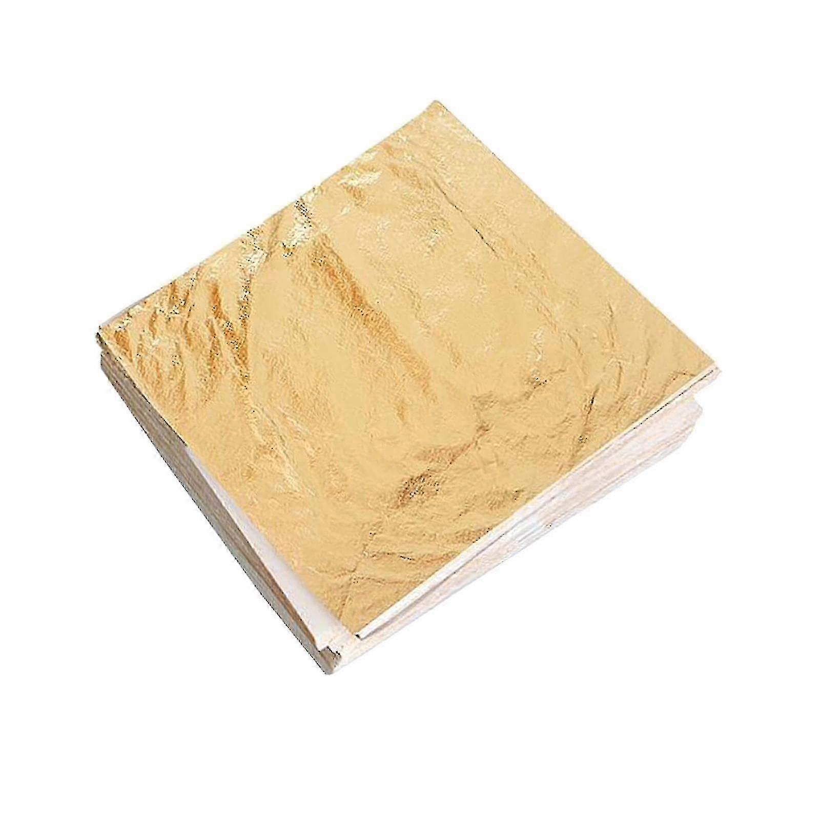 100pcs Gold Imitation Foil Paper Gilding Stickers for Art & Craft - 14x14cm Decorative Adhesive Sheets