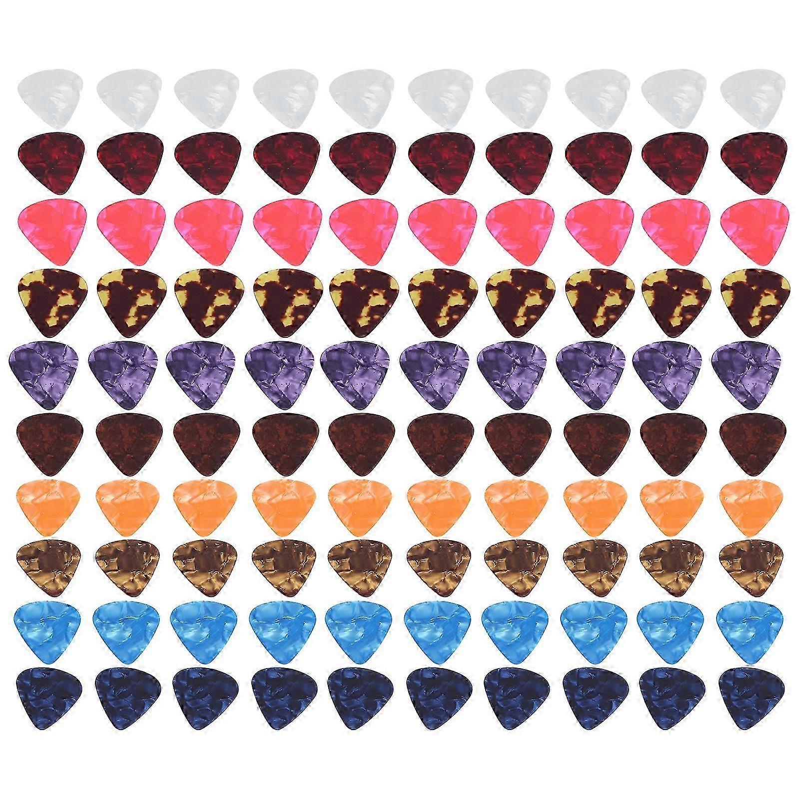 100Pcs Colorful Guitar Picks Celluloid Finger Protection Tool for Stringed Instruments 0.71mm