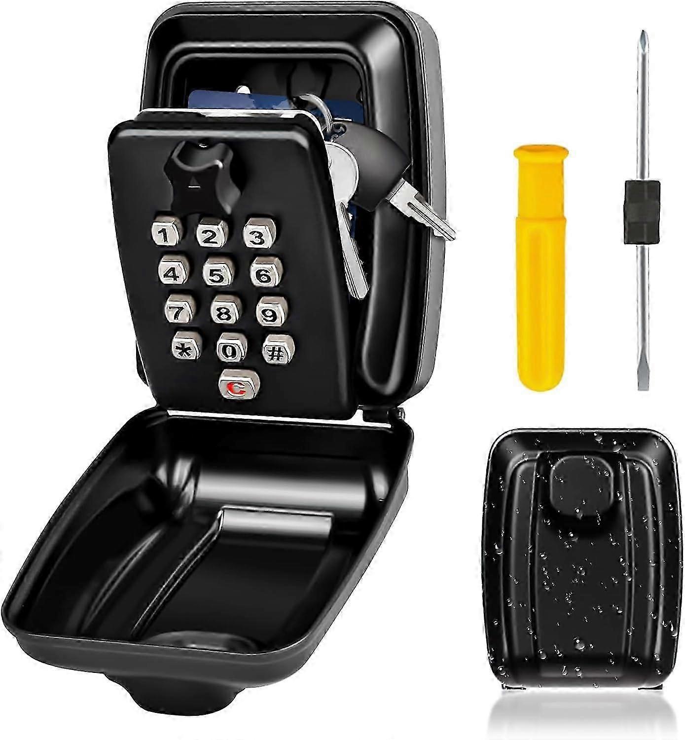 Wall Mounted Police Approved Key Safe Box with Resettable 12-Digit Code, Large Weatherproof Key Lock Box for Home & Outdoor Use