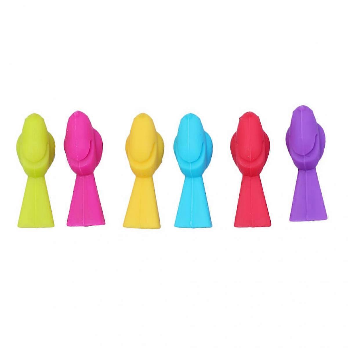6 - Piece Chickadee - Shaped Silicone Glass Charms Set: Multicolor Drink Markers for Glasses, Wine & Beverage Identification Ideal Drink Charms for P
