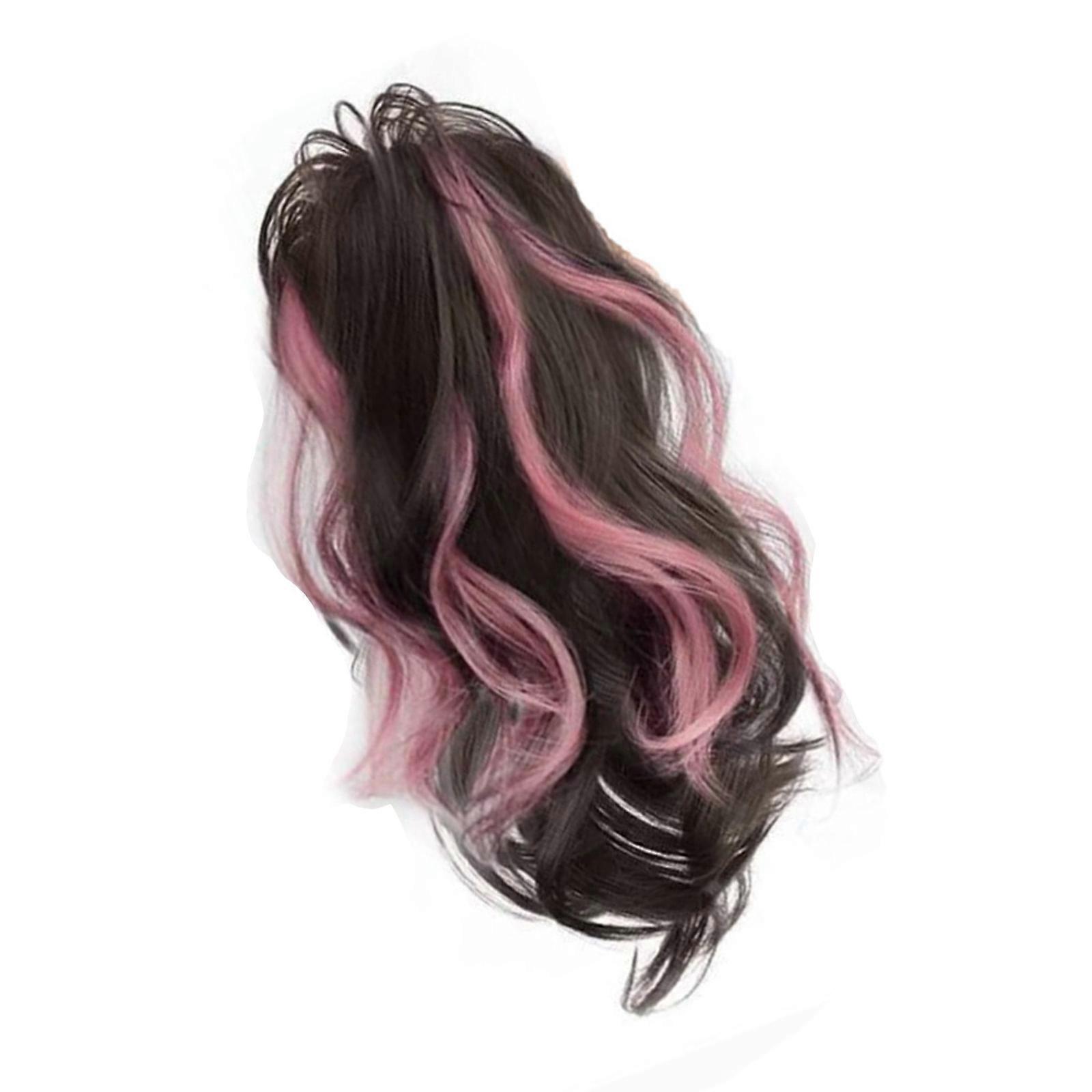 Women's Curly Clip In Ponytail Extension Synthetic Hair With Color Highlights For Effortless Styling And All Day Hold Multicolor