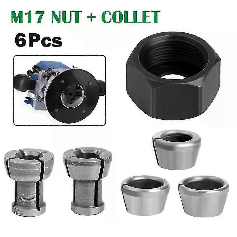 6Pcs/Set Collet Chuck Adapter With Nut Engraving Trimming Machine Chucks Trimmer Electric Router Bit Collets 10/95/8/635/6mm