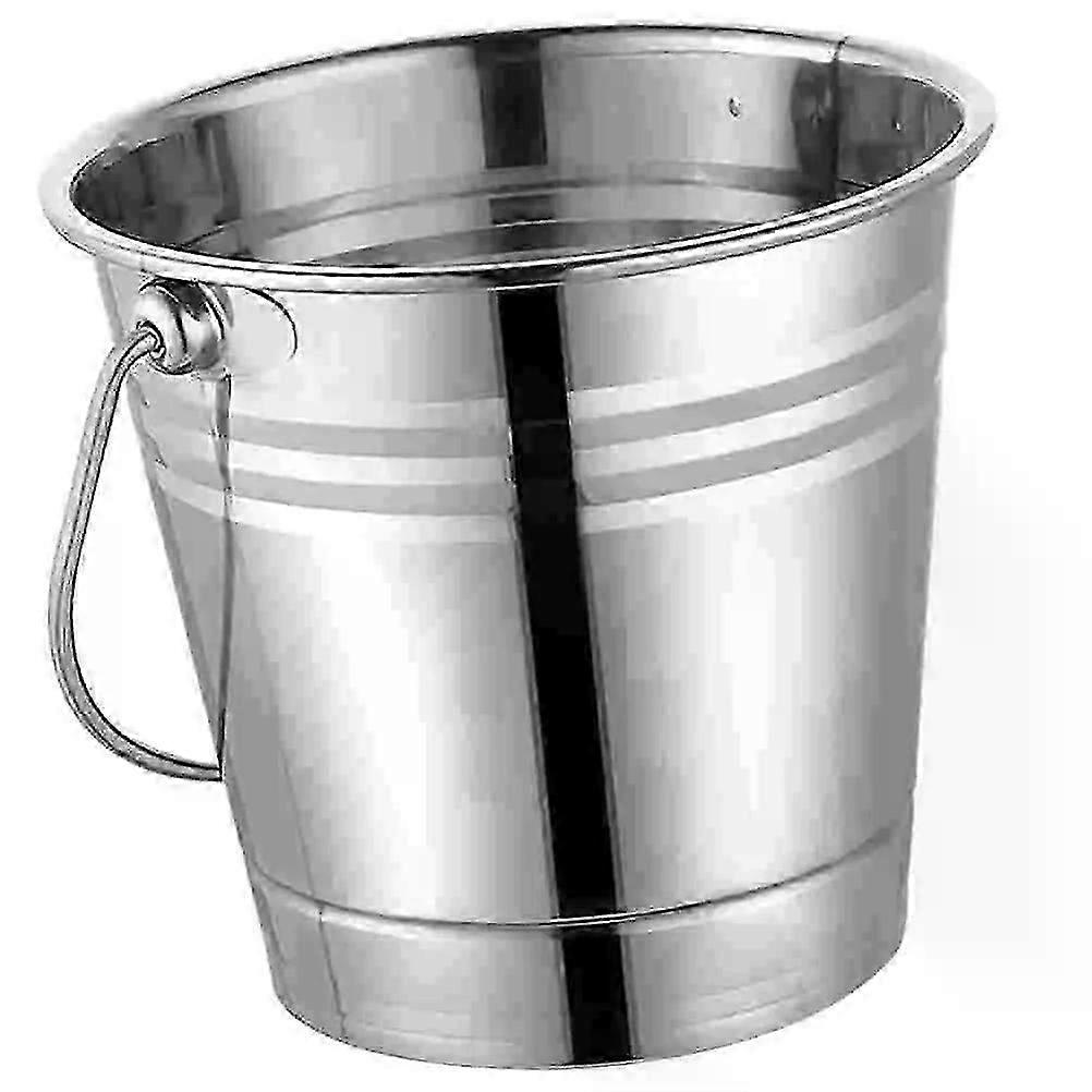 1Pc 15L Stainless Steel Ice Bucket Portable Ice Chiller Cooler with Handle Ice Cube Container Fit For Beer Without (Silver)