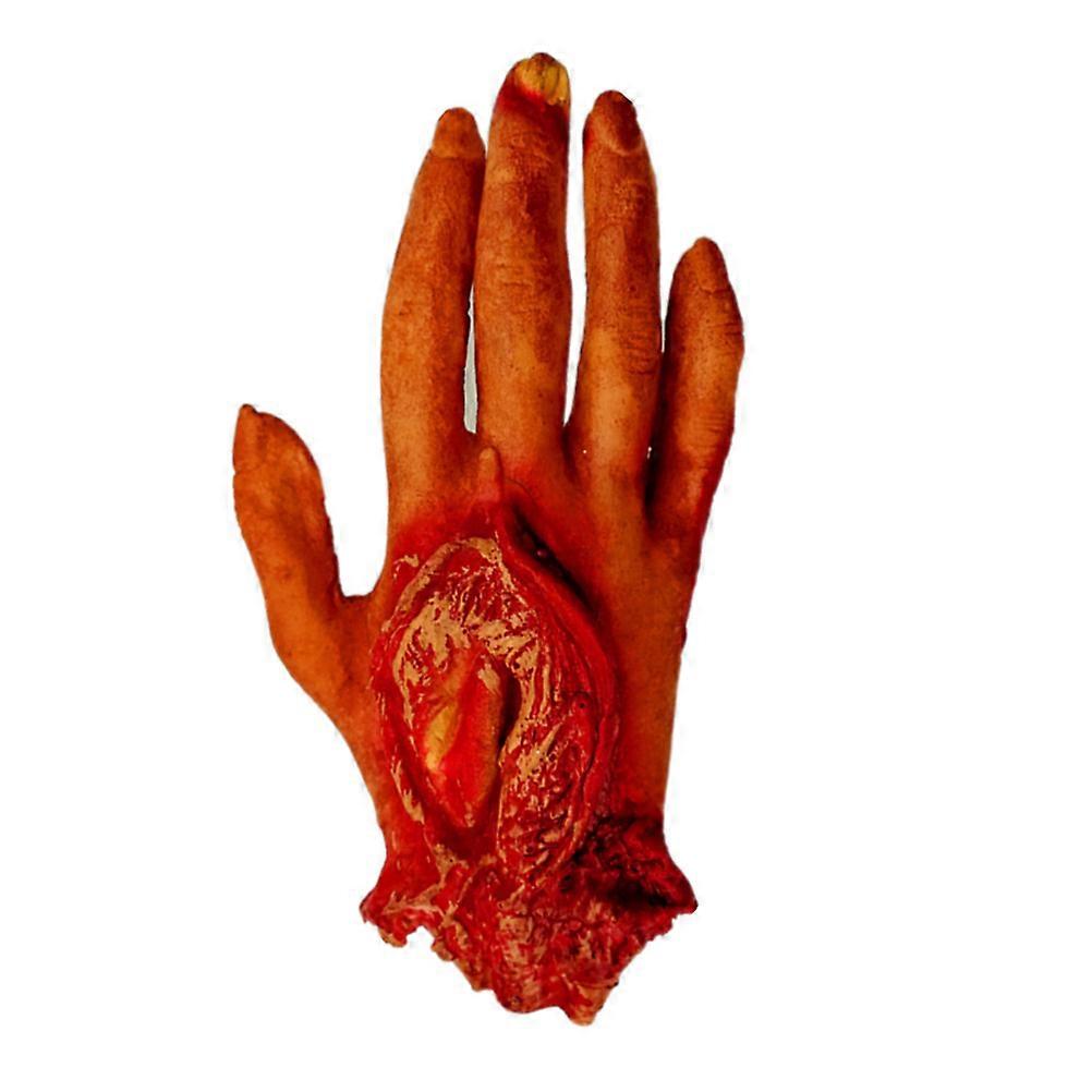 Scary Plastic Hand for Haunted House Decorations Super Realistic Bloody Human Hand for Halloween Fun Spooky Prank Prop 1 Pc