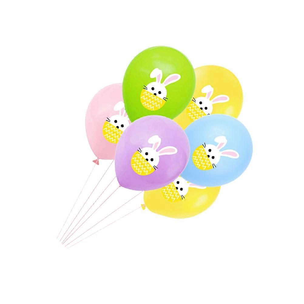 25pcs Creative Easter Cartoon Rabbit Printed Latex Balloons for Party without Line Mixed Color Decor