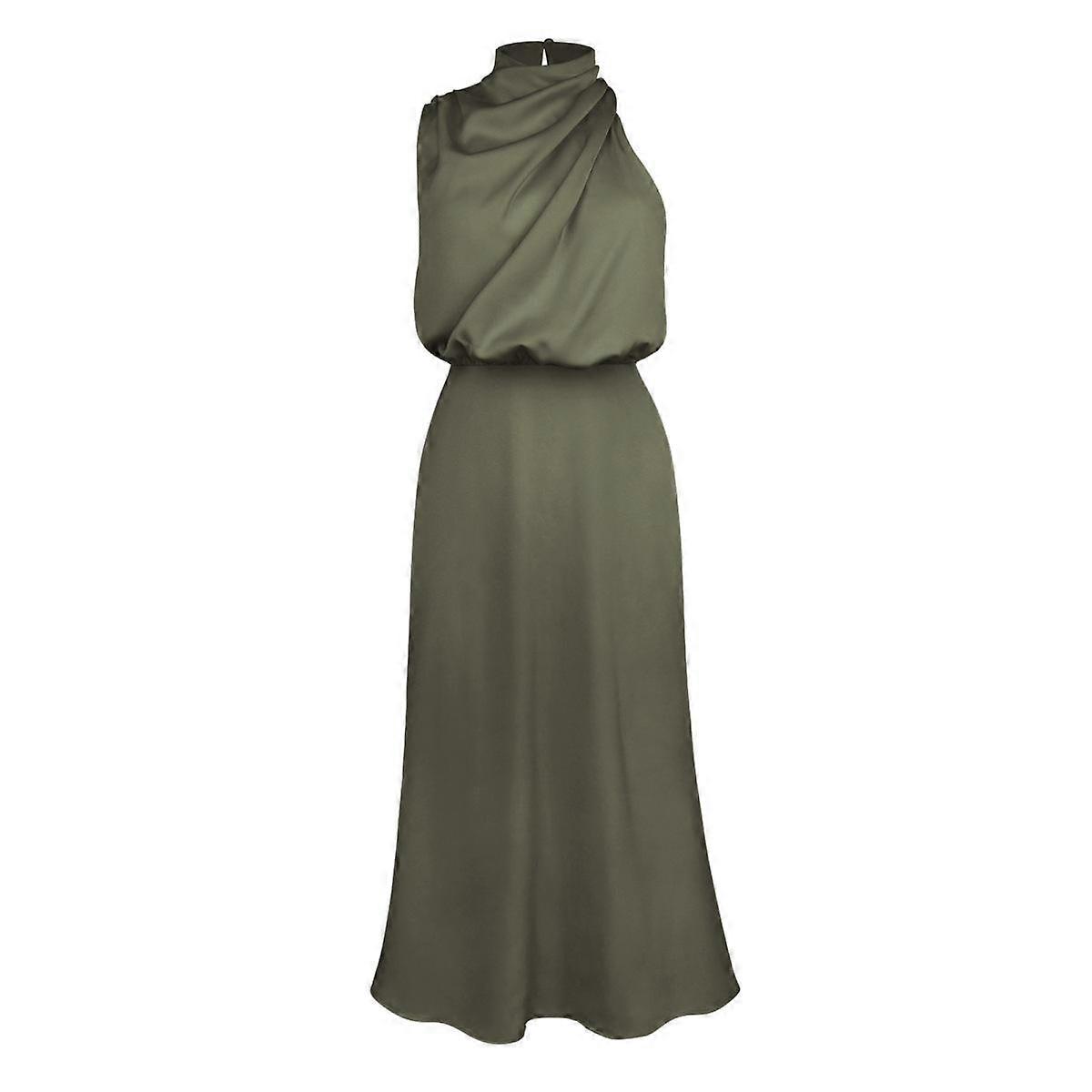 Women's Satin Sleeveless Elegant Lady Evening Dress