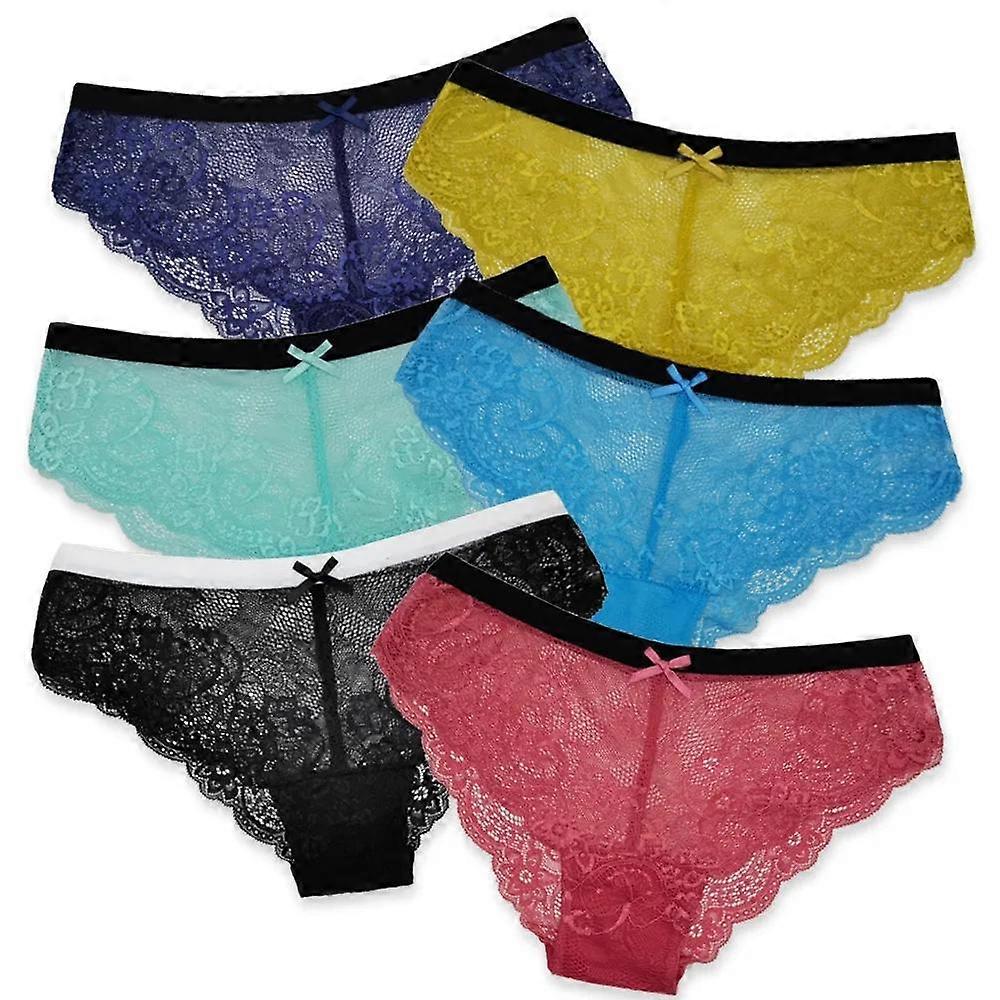 Trosor Kvinna Sexig Spets Underbyxor Bomull Underkläder Transparent Trosor Trosor Underkläder 6 st / set