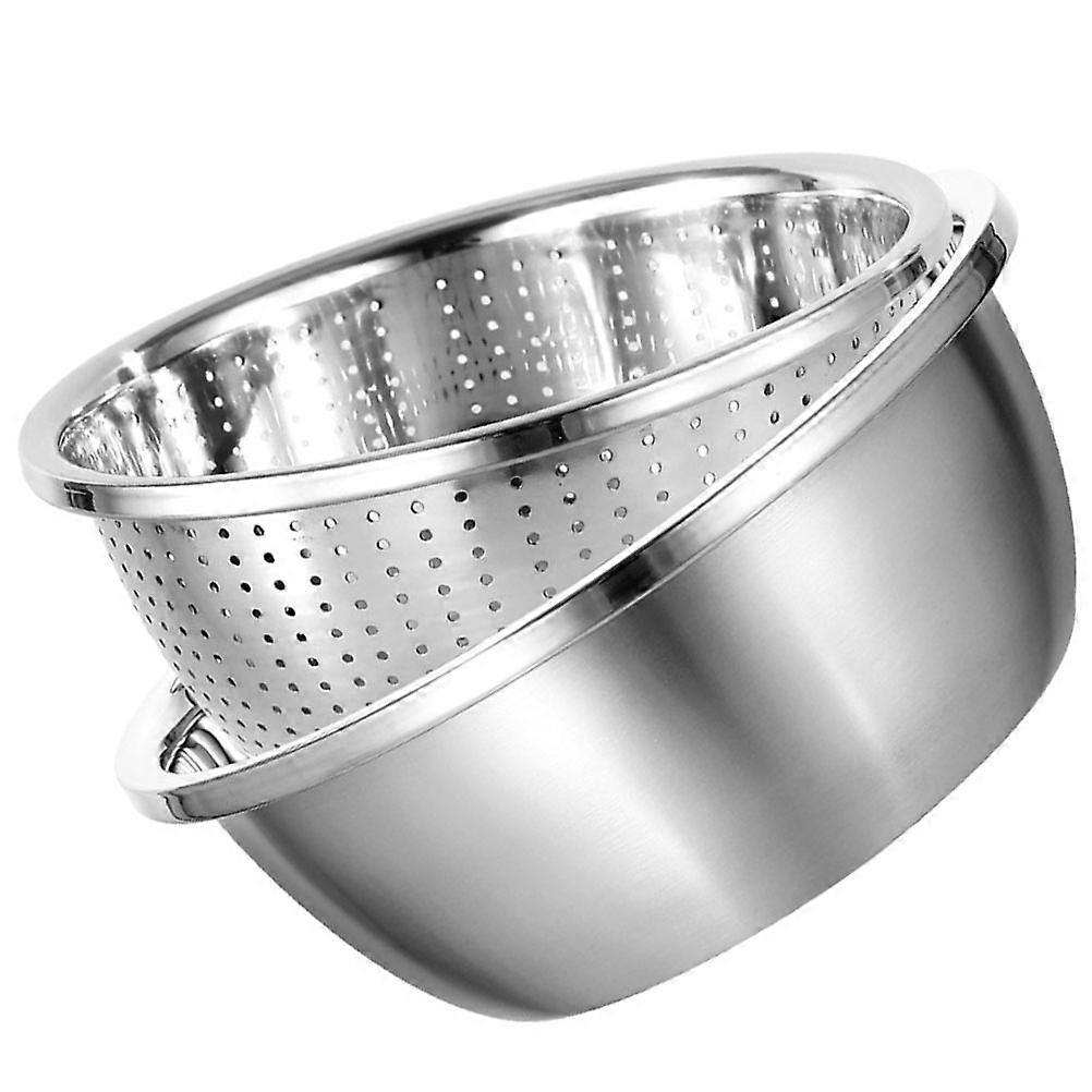 Convenient Mixing Bowl Multi-Function Fruit Strainer Silver 7.86x7.86x3.54in 1 Set