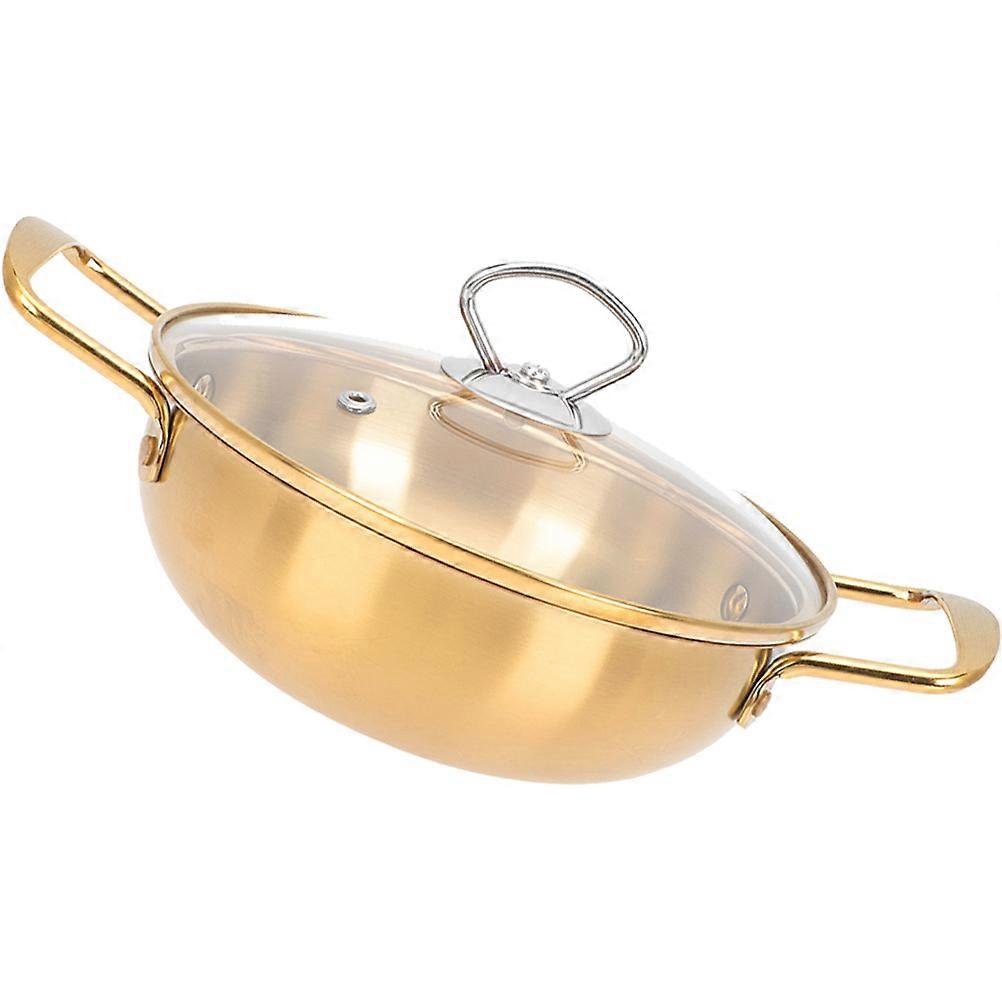 Portable Hot Pot Stainless Steel Soup Pot with Lid for Grill or Use Round Shape Assorted Color Heating 1Pcs