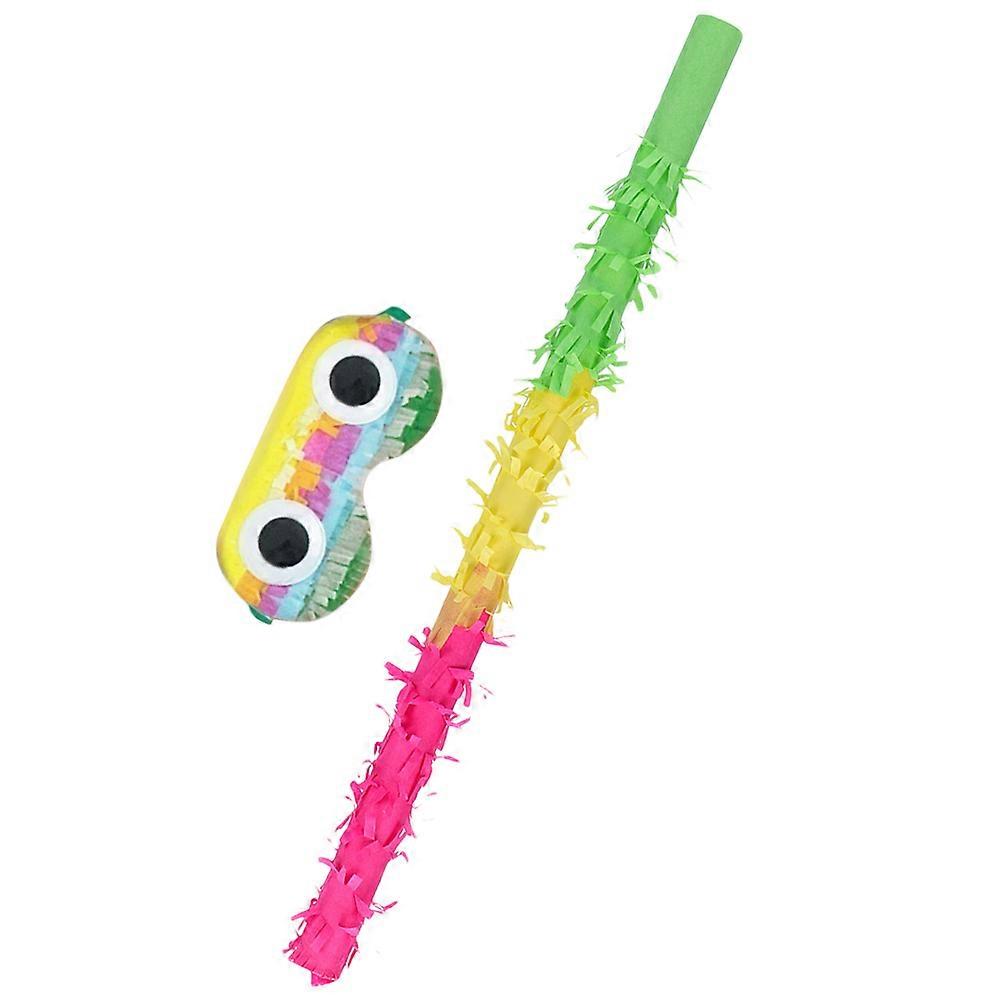 Fun Party Supplies Set with Pinata Stick and Blindfold Mask for Decor Assorted Color