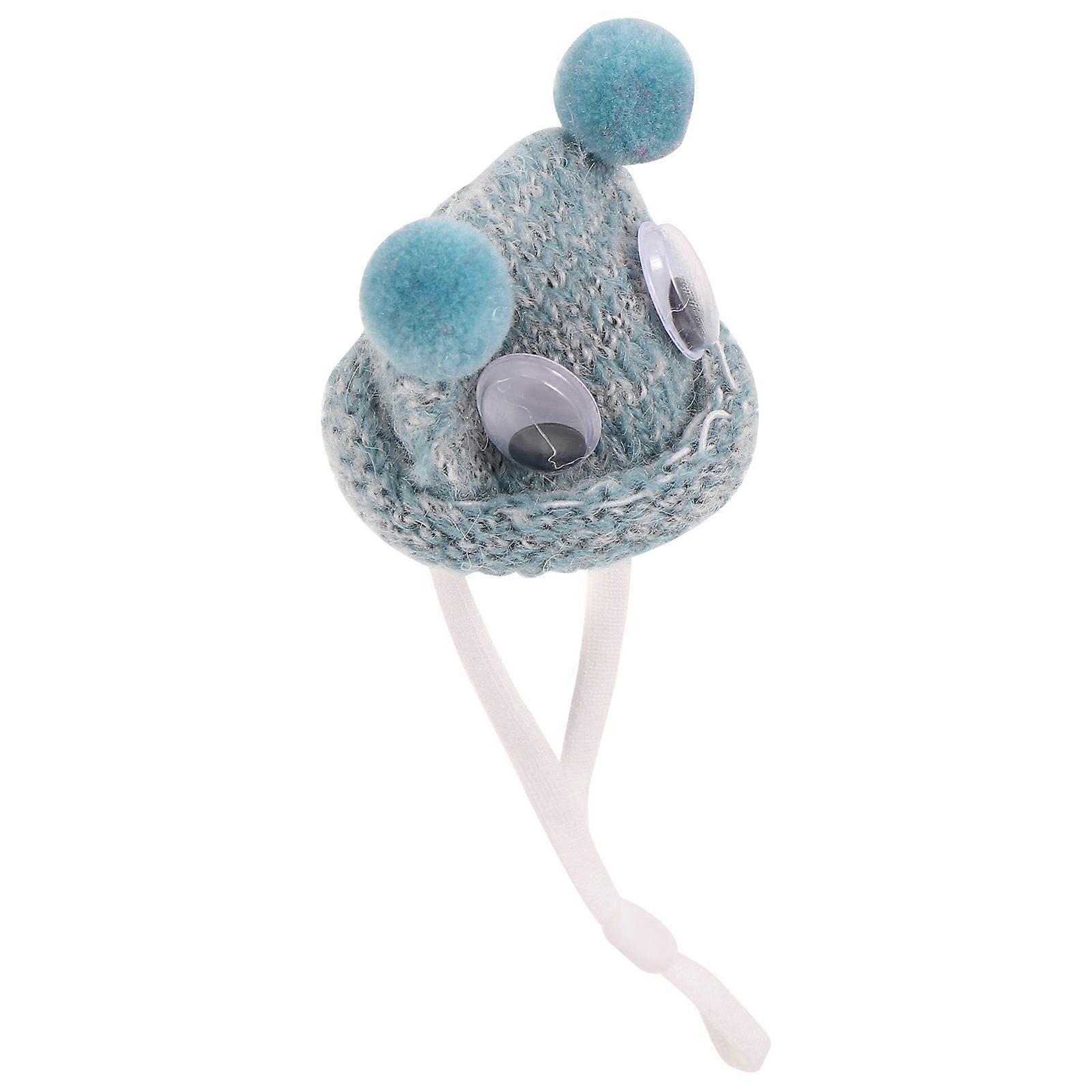 Blue Knitted Hamster Hat for Small Pets Lightweight Adjustable Strap Design Fits Guinea Pigs Mice 3.5 Inches