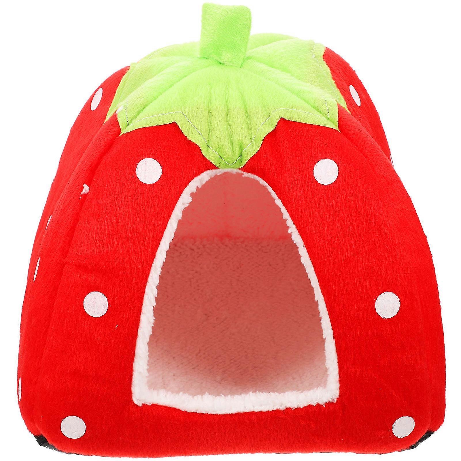 Cozy Strawberry Tent Hideout for Pets – Durable Hamster House Cage Accessory for Dwarf Rabbits, Guinea Pigs & Small Animals