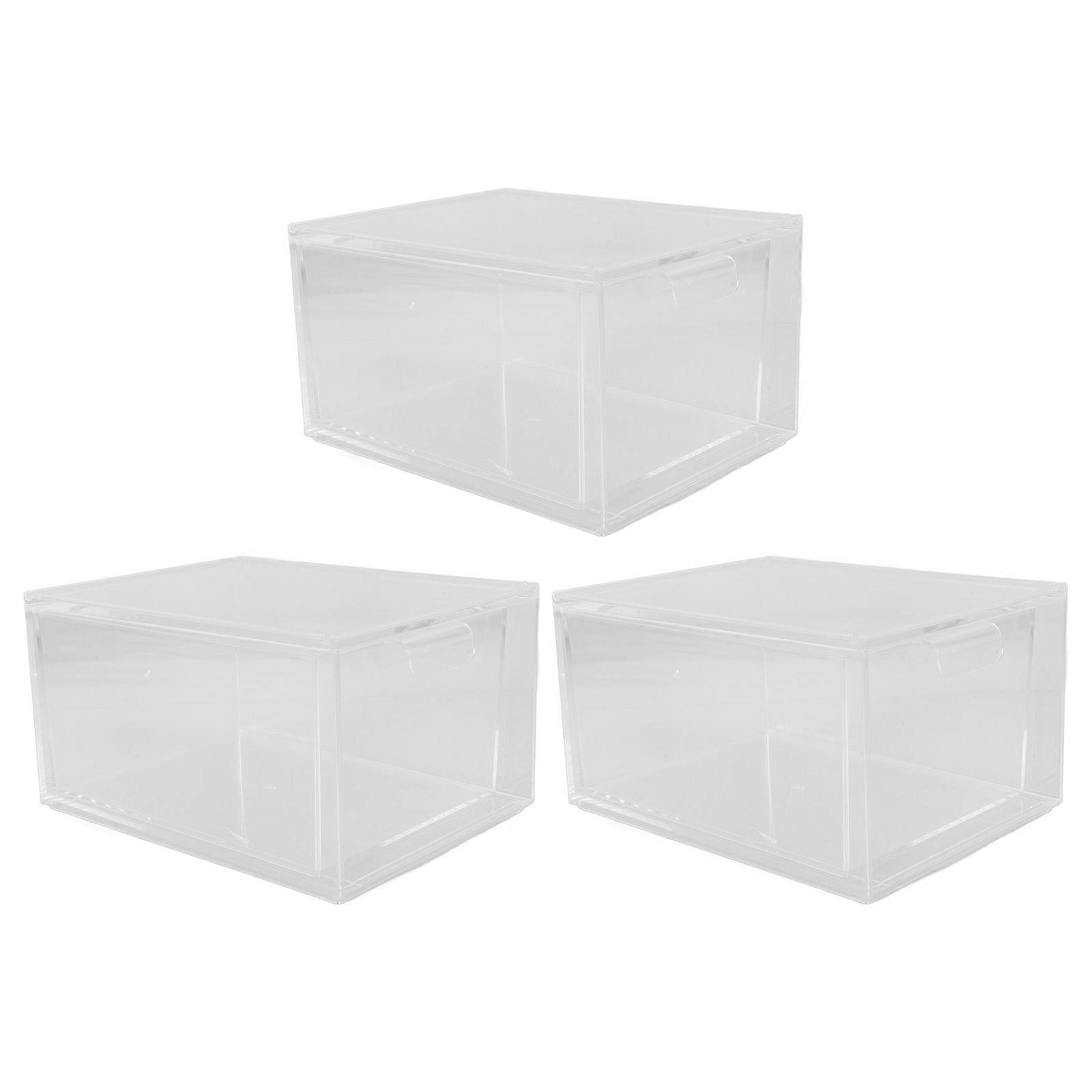 Transparent Rectangular Plastic Organizer Bins For Home And Office Use Storage 3Pcs
