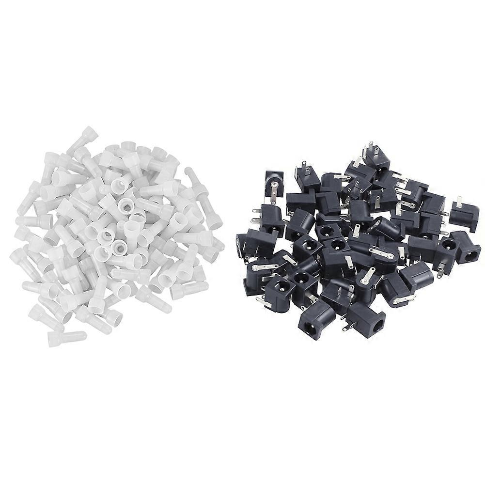 100Pcs 22-16 GA AWG Closed End Crimp Caps Splice Gauge Wire Connectors Terminals with 45 Pcs DC Powe