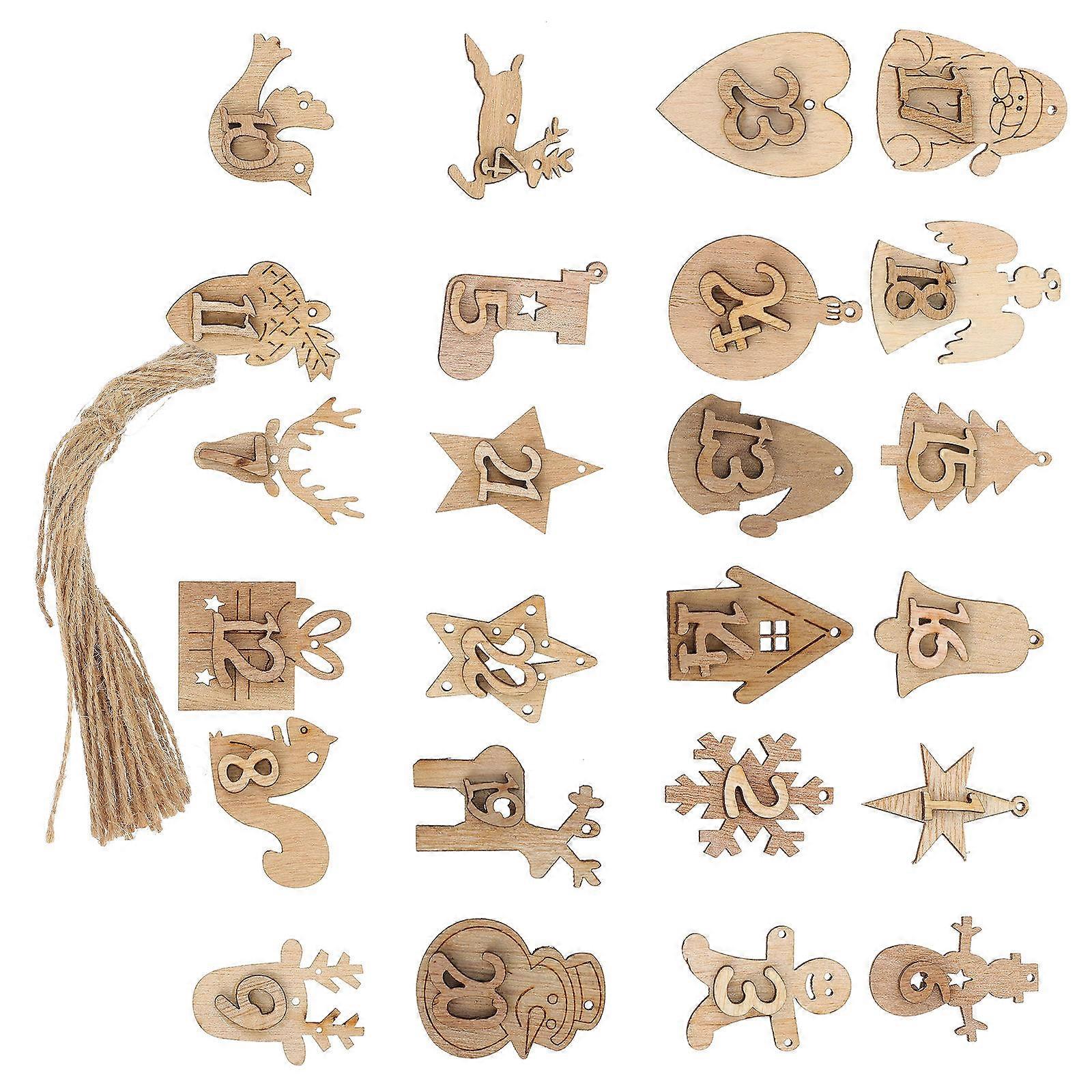 Khaki Synthetic Material Advent Calendar Hanging Decorations for Christmas 10.5x8.5 inches