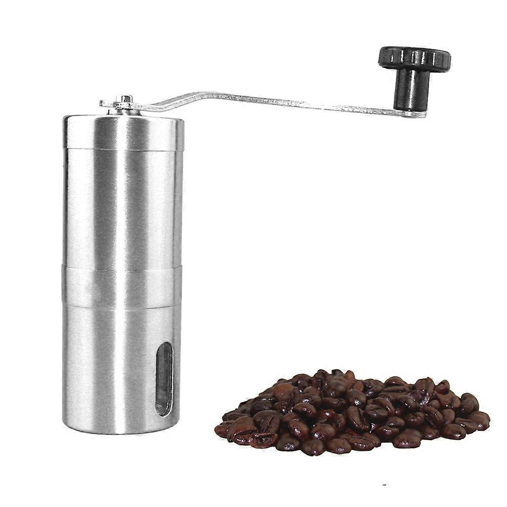 Portable Manual Coffee Mill in Silver Stainless Steel for Fresh Grind Anytime Anywhere