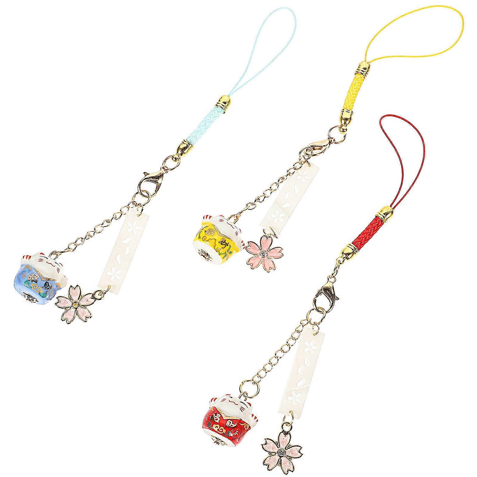 Phone Charm Pendant 3Pcs Assorted Color Japanese Style Daily Use Bag Hanging Decor