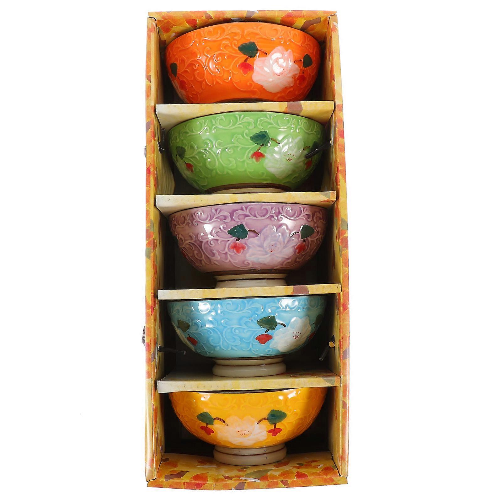 Multifunctional High-Footed Bowl Set For Home Use And Outing With Polished Design 4.52X2.16X2.16in 5Pcs