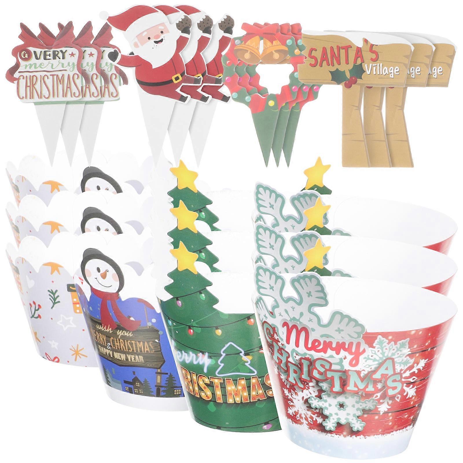 Unique Cake Inserts 12 Toppers Multicolored Cake Decorations For Christmas Occasion Chic Design
