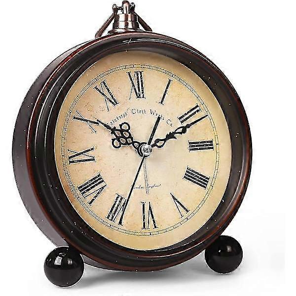 Battery Alarm Clock, Vintage Retro Alarm Clock with Night Light Hangable, Super Silent, Non Ticking Analog Small Table Clock