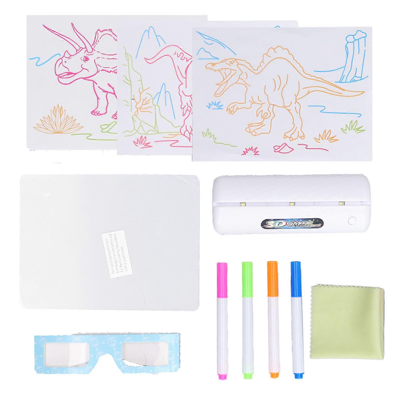 3D Magic Drawing Pad Fun Lightweight Reusable Educational Practical Fluorescent Luminous Writing Board for Children Style 1