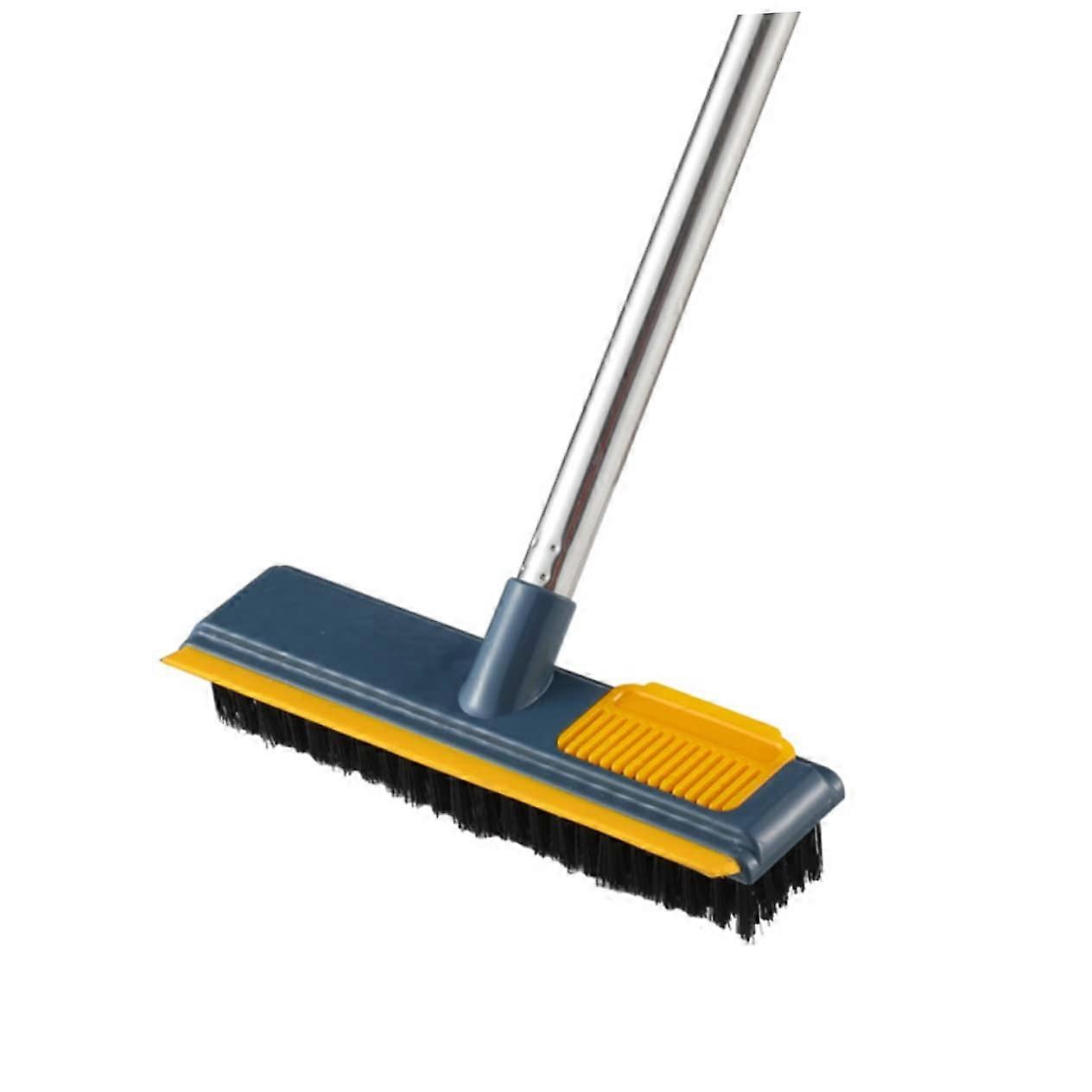 Scrub Brush with Extendable Handle Rubber Brush for Pet Hair Floor Cleaning Tool with Scraper for Tiles and Carpets