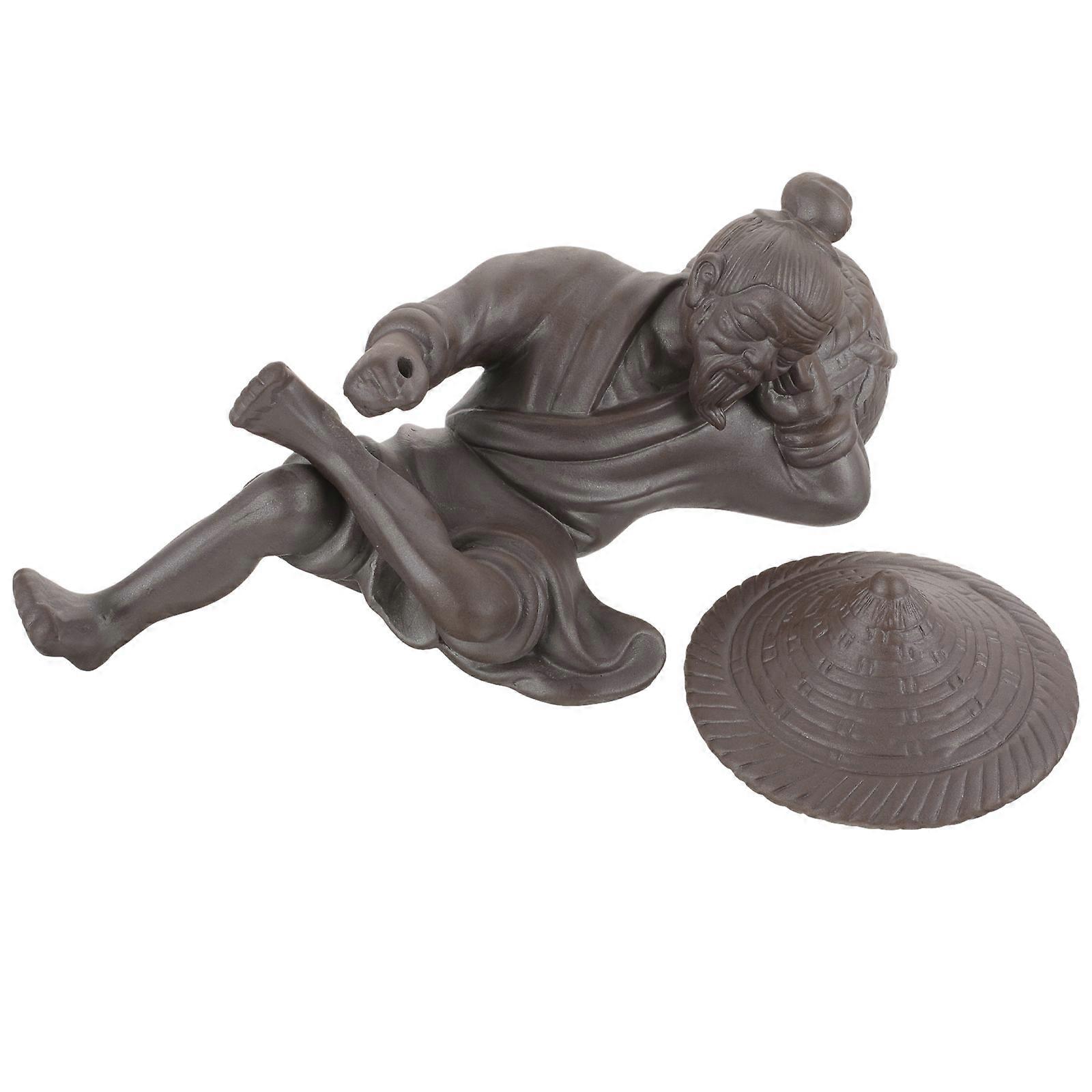 Fisherman Figurine Lying Figure Garden Decor 18X8CM Coffee Micro Landscaping 1Pack