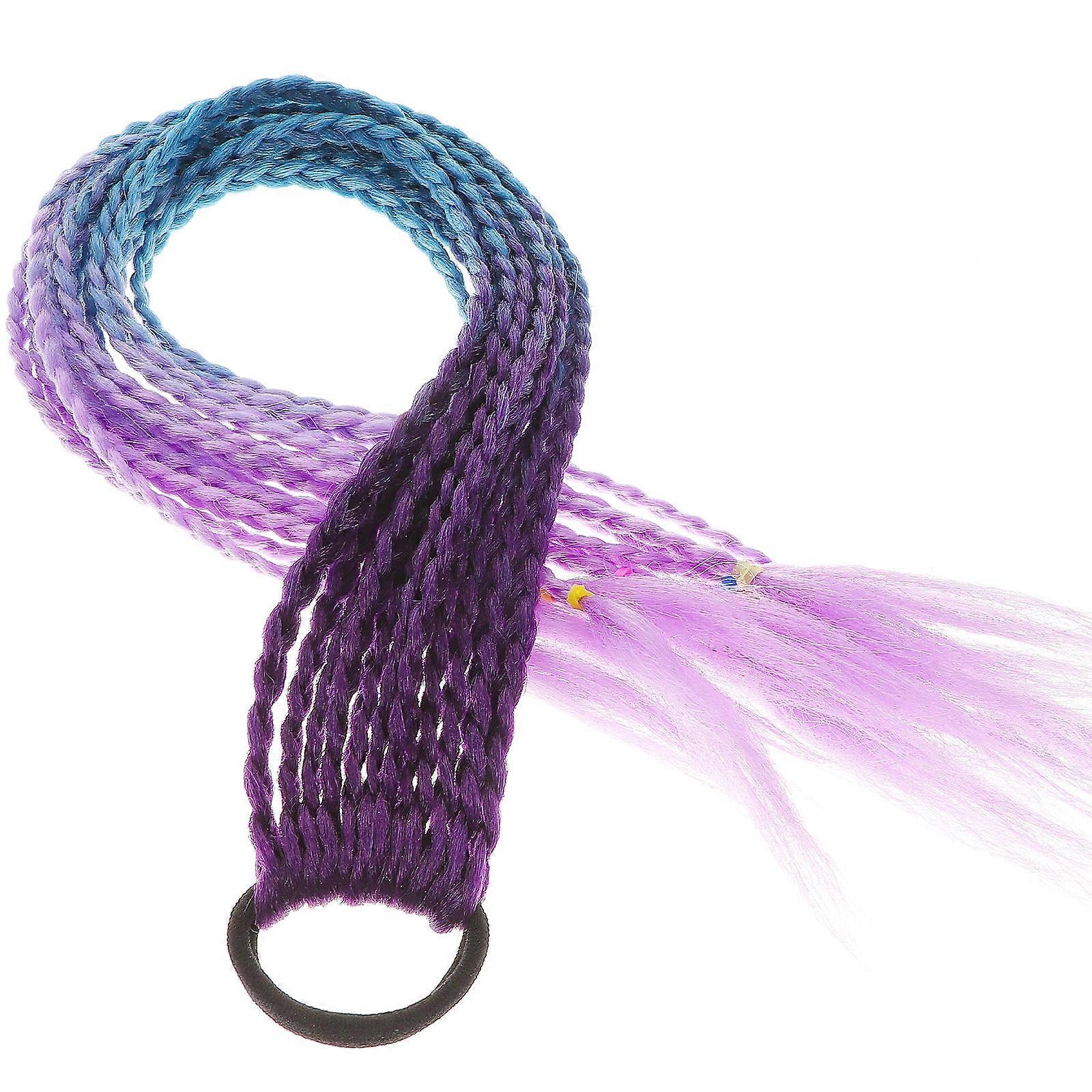Braided Synthetic Hairpieces for Kids with Hair Rope Extension Multi Color 7 Inches
