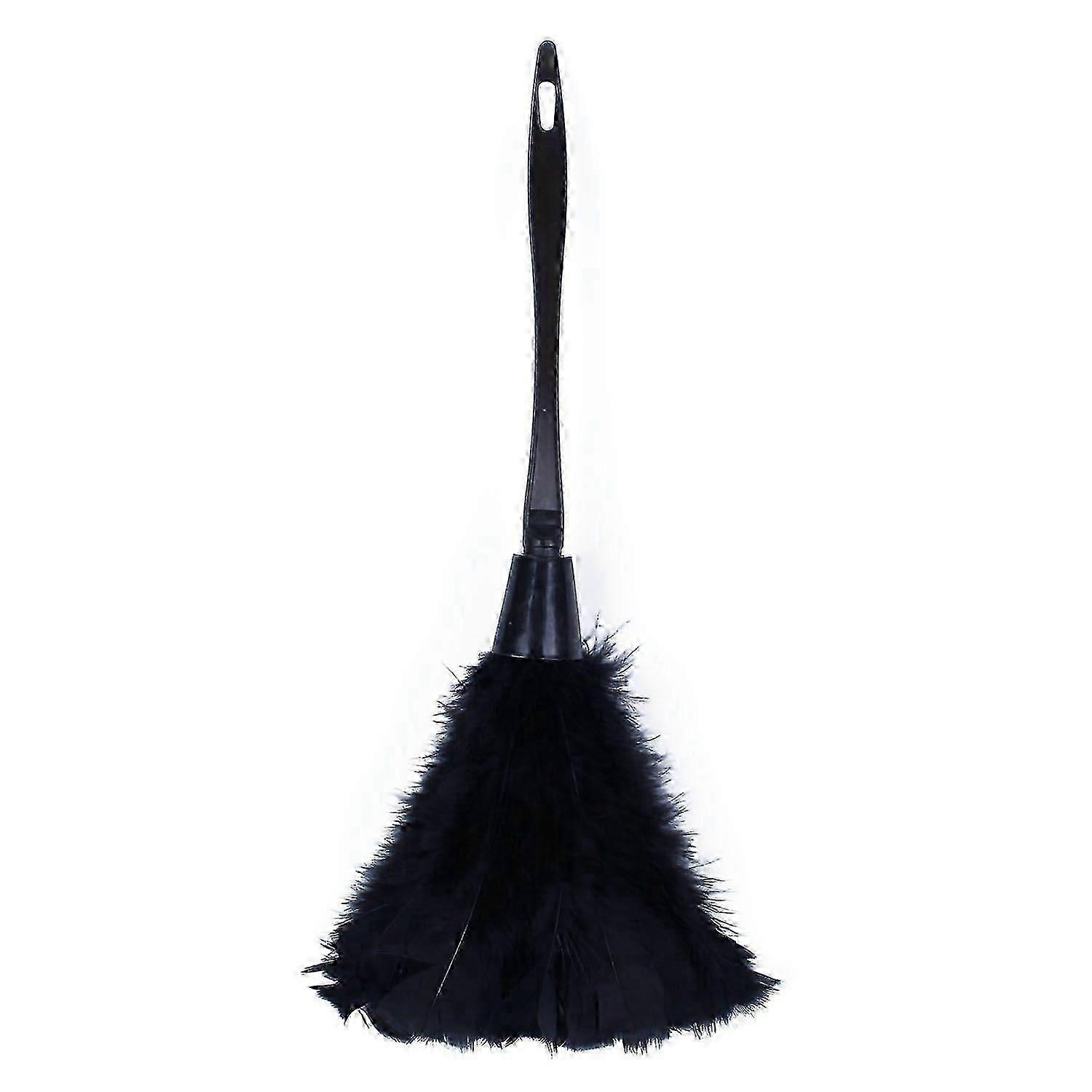 1pc Fashion Multicolor Turkey Feather Duster with Black Plastic Handle Cleaning Toolblack35cm