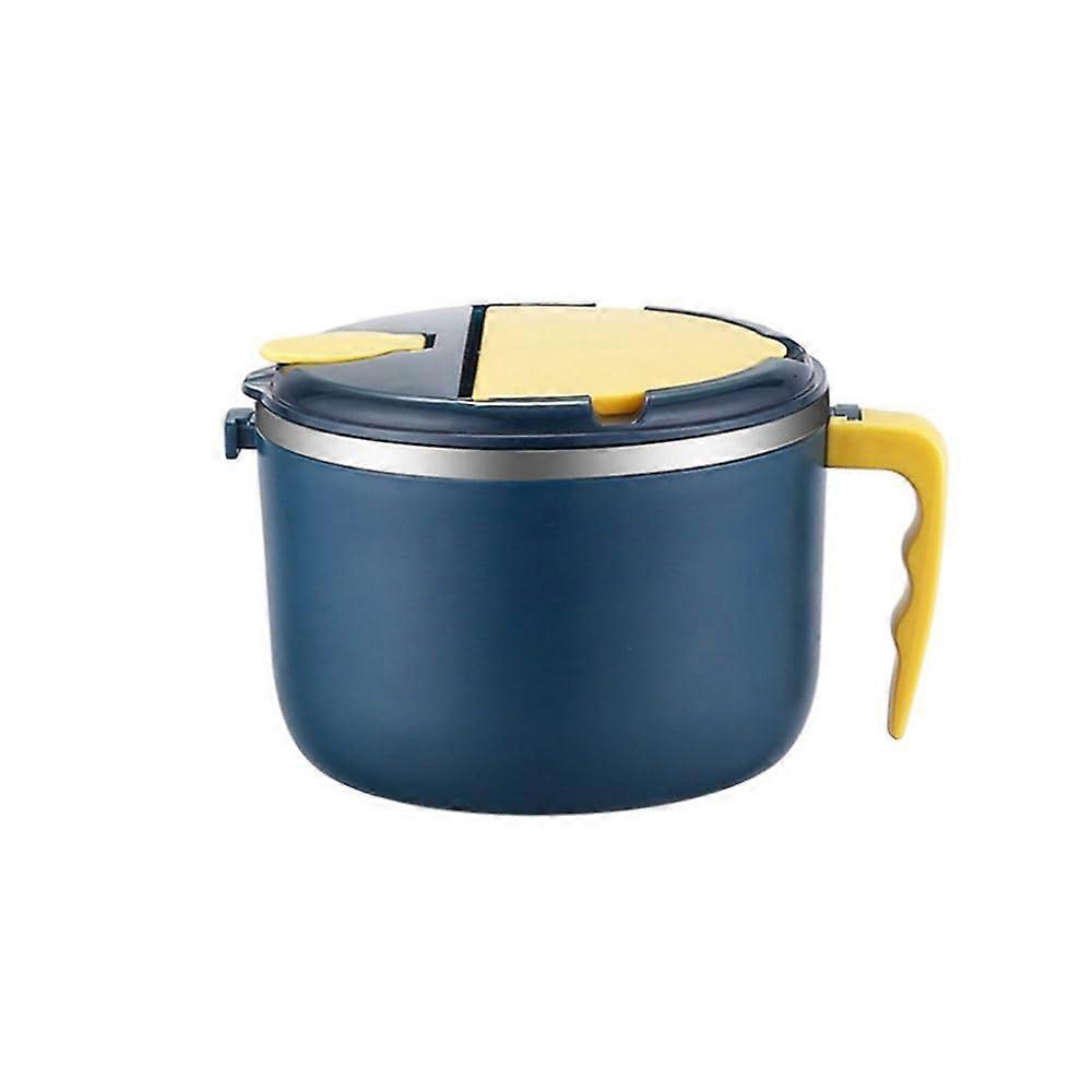 Bubble Bowl 304 Stainless Steel With Cutlery With Lid Double Layer AntiScalding, Blue