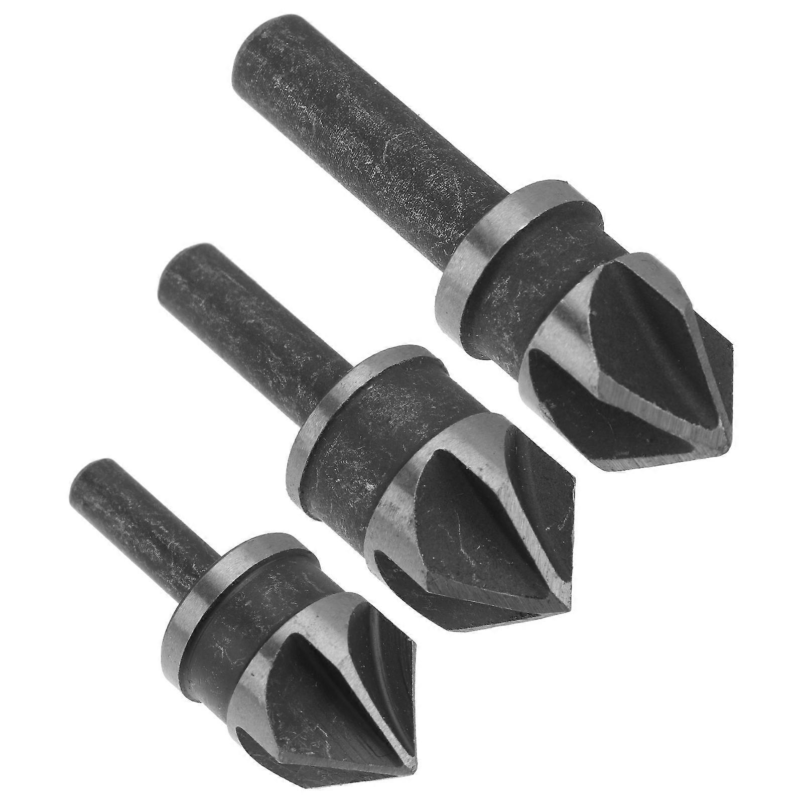 3Pcs Hexagonal Handle Carpenter's Five Edged Chamfer Woodworking Hole Opener