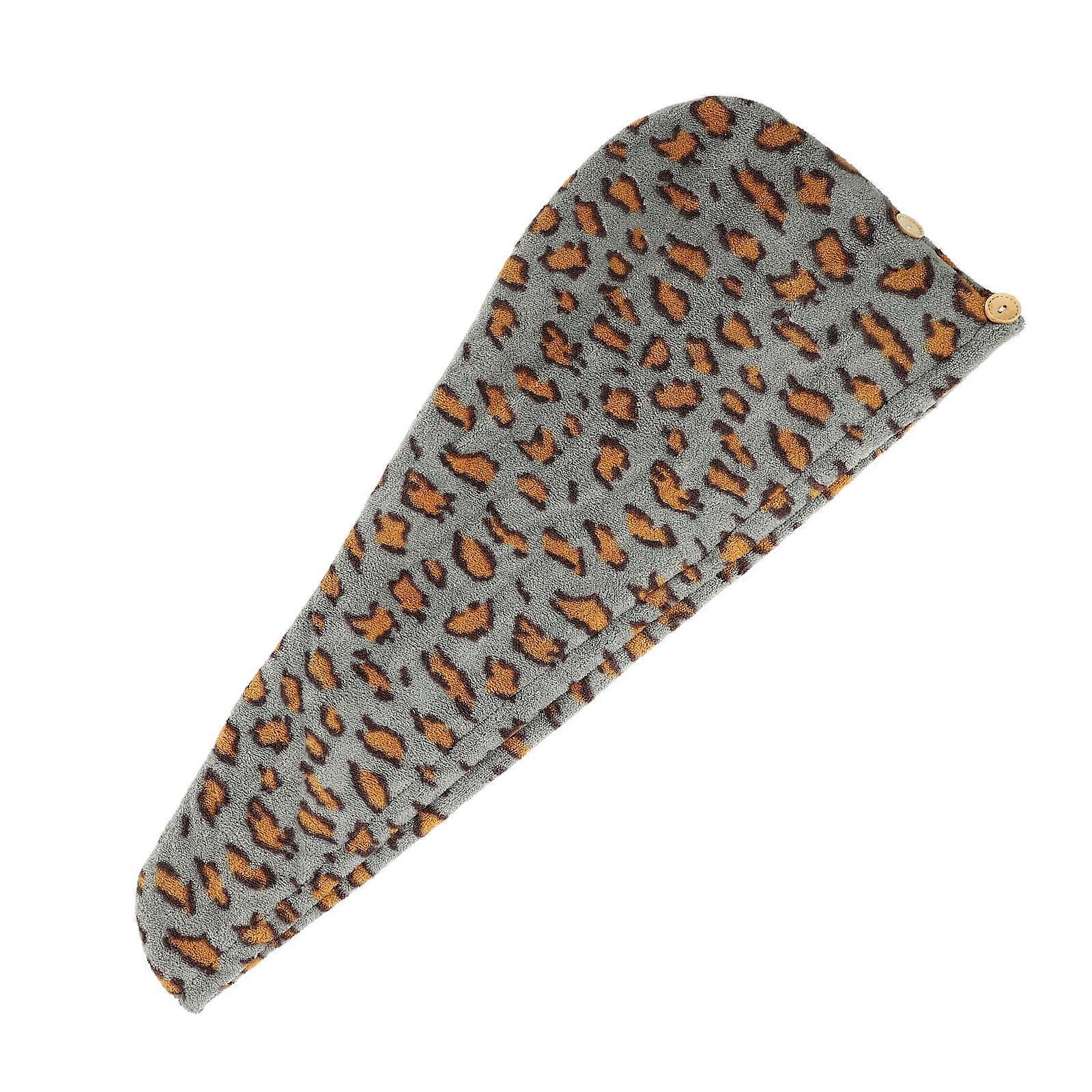 Coral Fleece Leopard Print Hair Towel Cap – Quick Drying, Stylish, Portable Bathing Accessory for Wet Hair