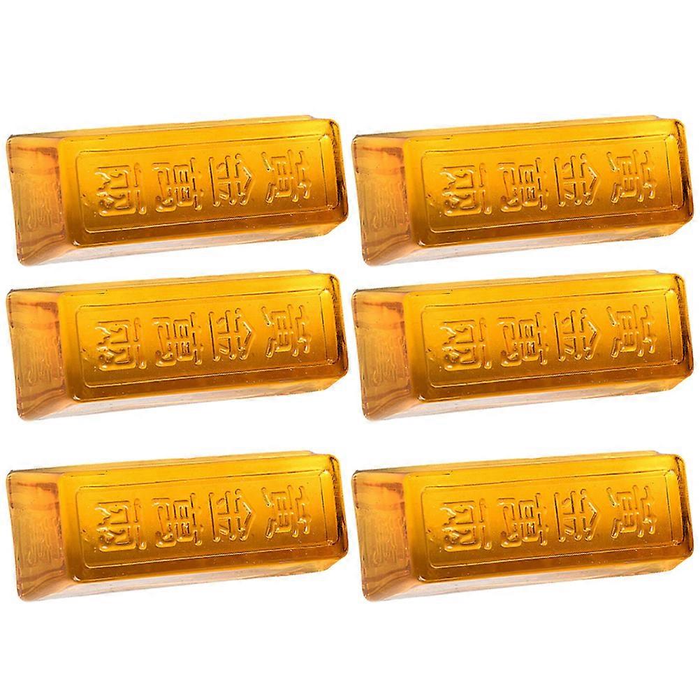 Yellow Simulation Gold Bricks for Decor Made of Synthetic Material 6 Pieces Great for Home