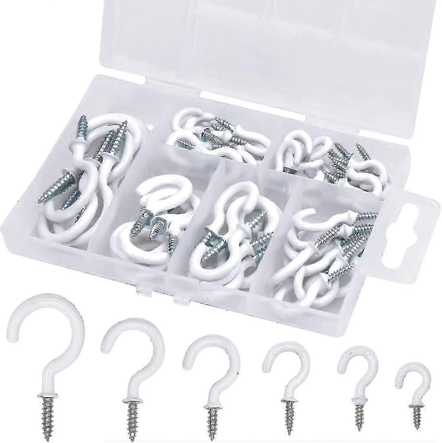 70 Pieces Screw Hooks Hook Screws Assortment Ceiling Hooks Set Cup Hooks Holder Gift Hr