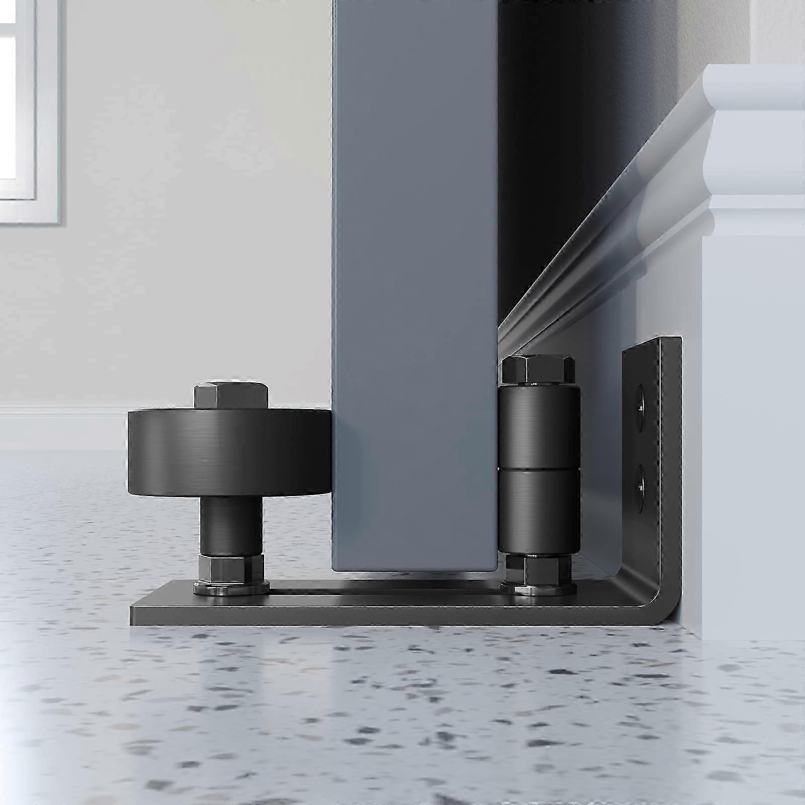 Sliding Barn Door Bottom Floor Guide, Adjustable Roller, Flush Flat Bottom Design for All Size Door, Black 2025