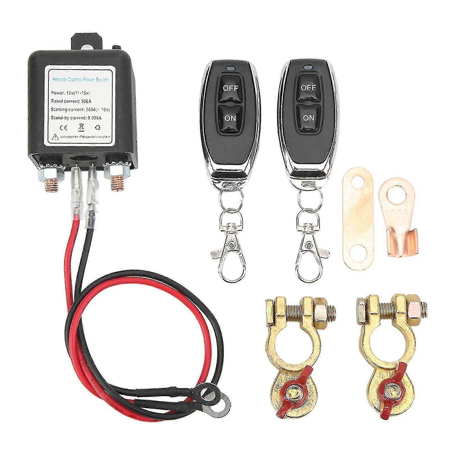 Remote Battery Disconnect Switch, Dc 12v Car Cut Off Switch, Anti-theft, Main Circuit Breaker With Remote Control Copper Terminal For Car (12v200a)